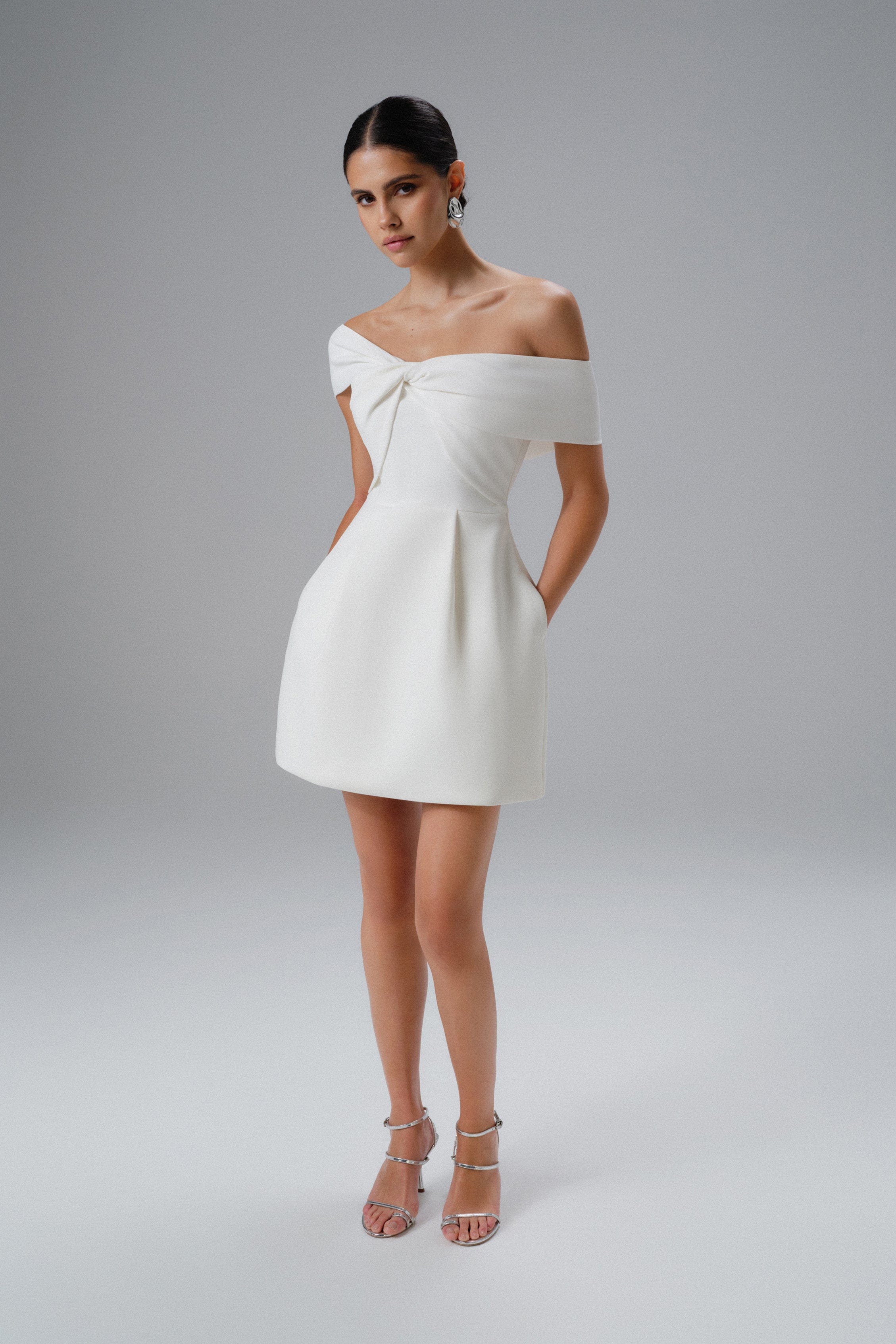 MILA Twisted One Shoulder Mini Dress in White