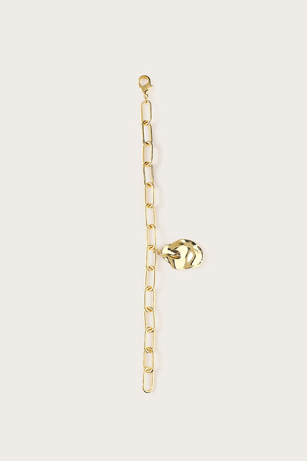 DANA Hammered Effect Oval Charm Link Gold Bracelet