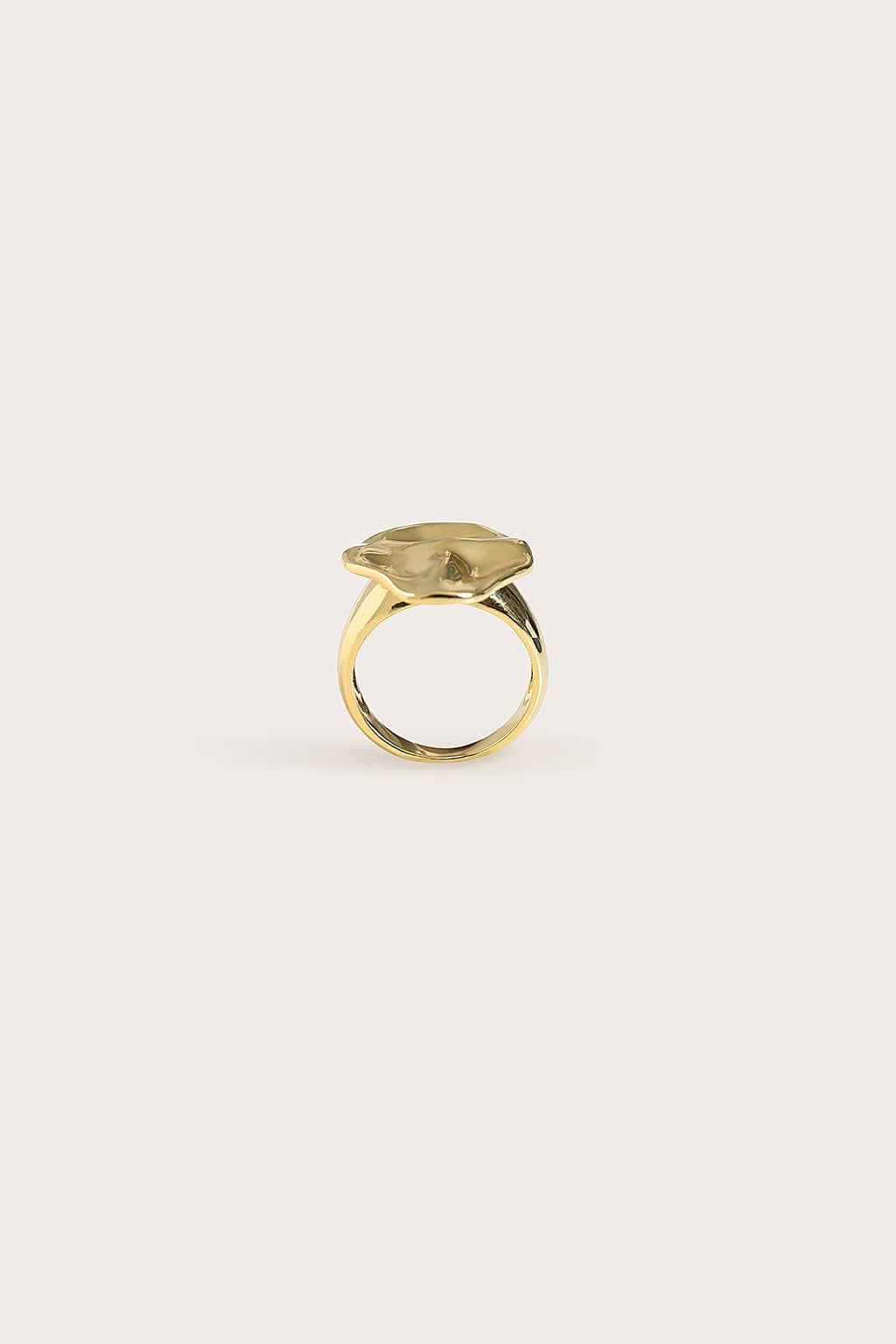 LEORA Hammered Effect Oval Gold Ring