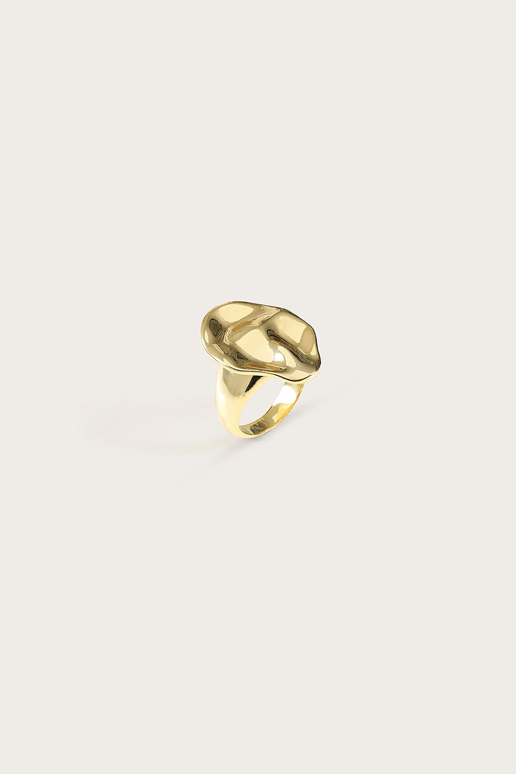 LEORA Hammered Effect Oval Gold Ring