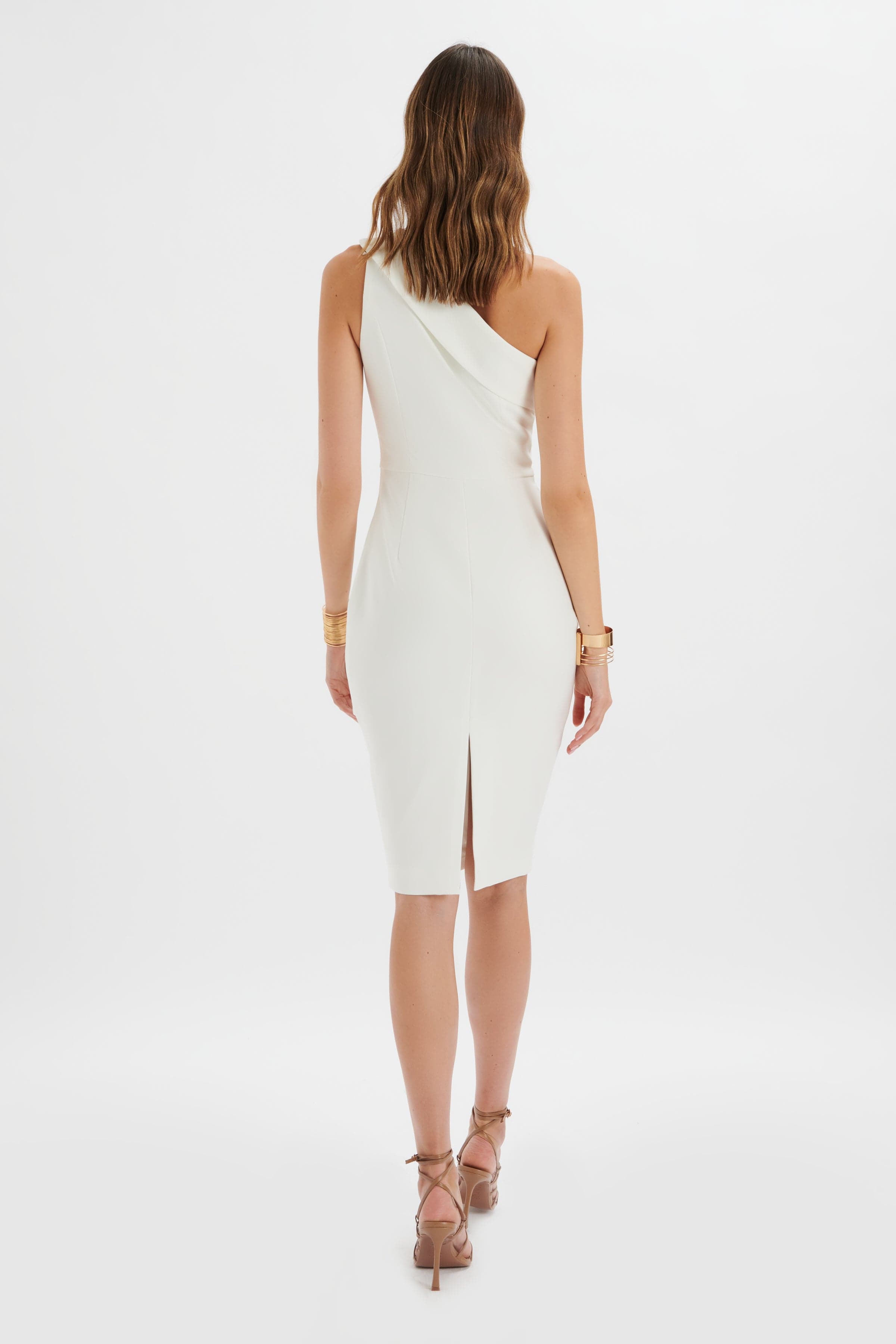 BILLIE One Shoulder Midi Dress In White