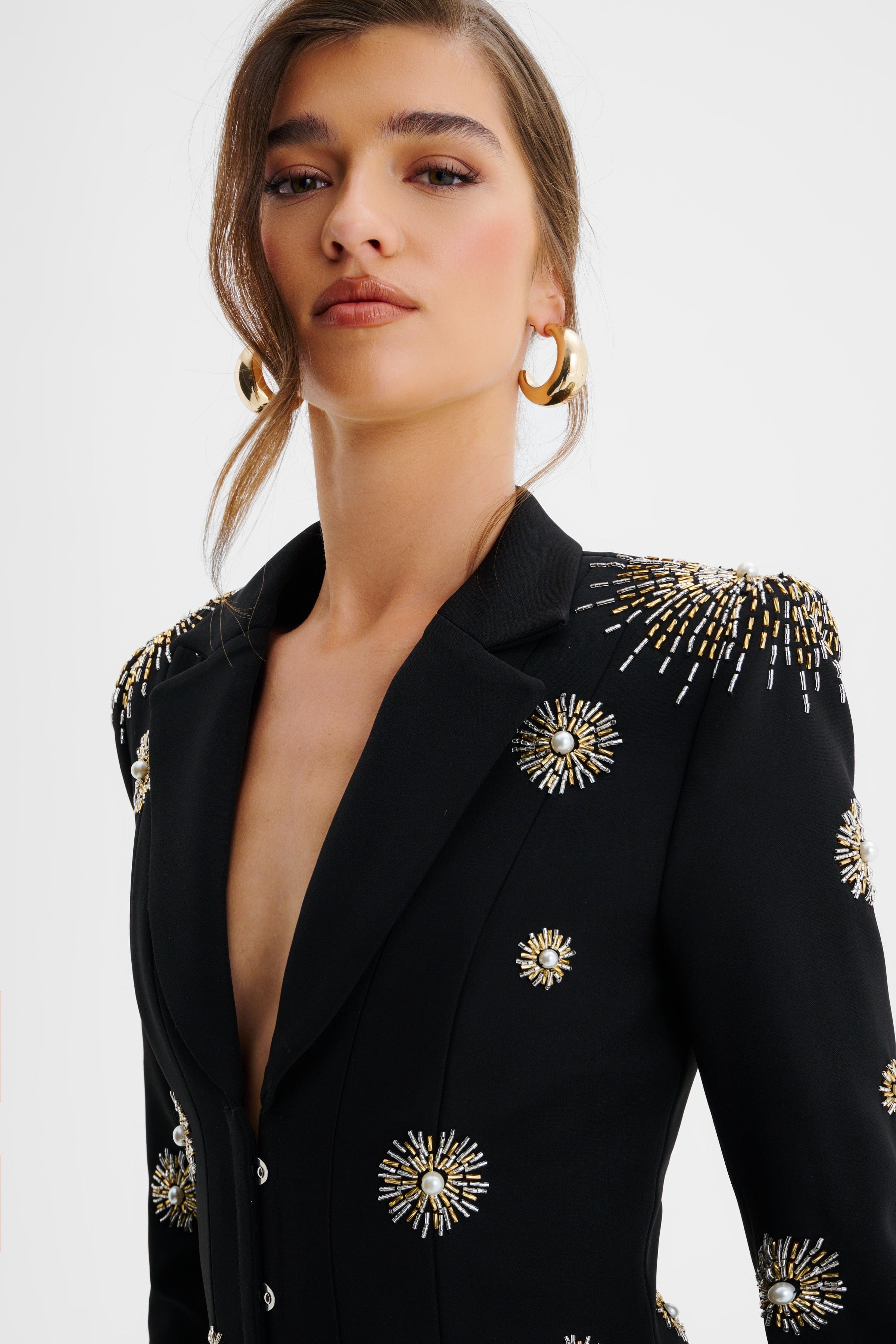 LOVISA Star Hand Embellished Sculptured Blazer In Black
