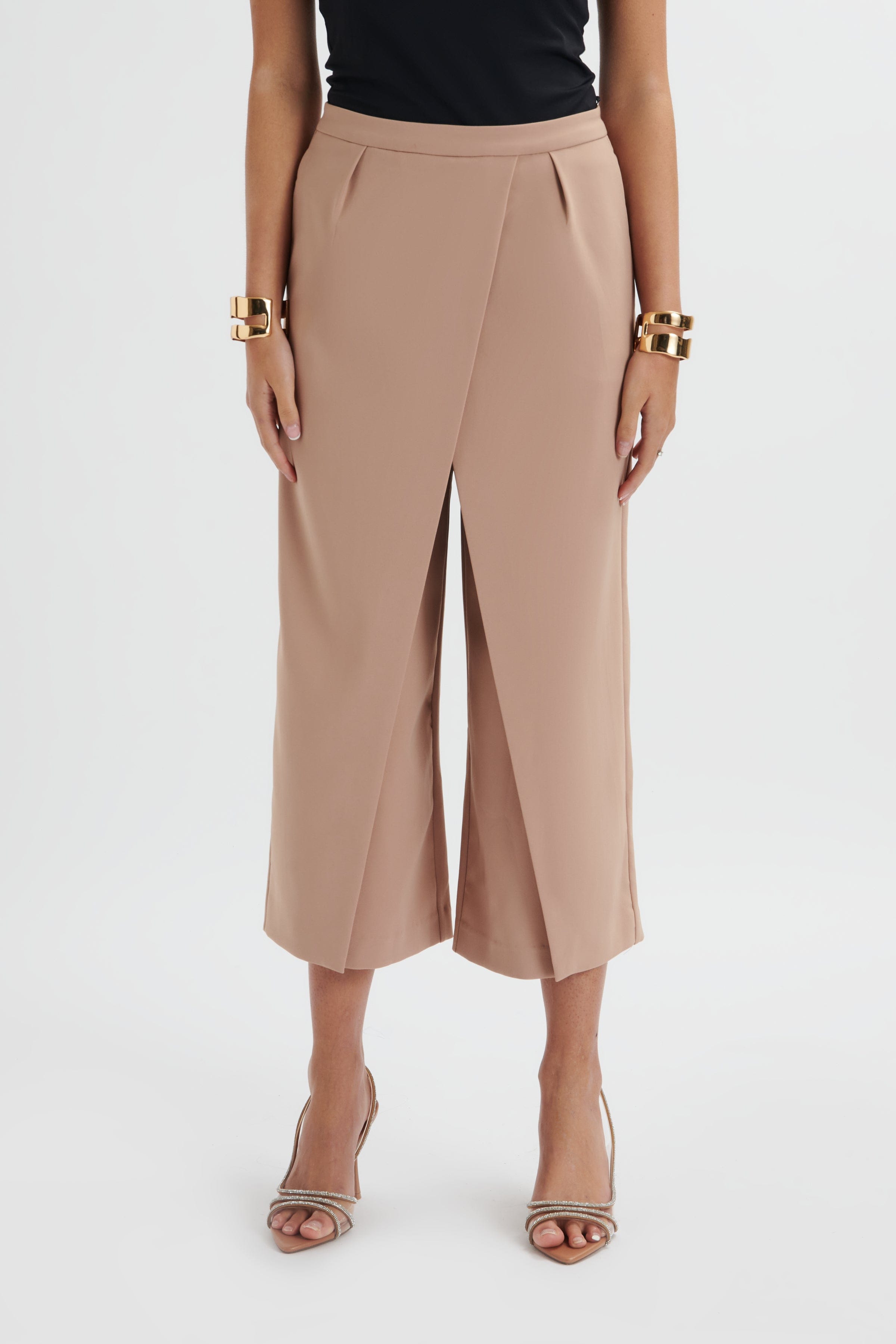 SIYA Wrap Culotte Trousers In Camel