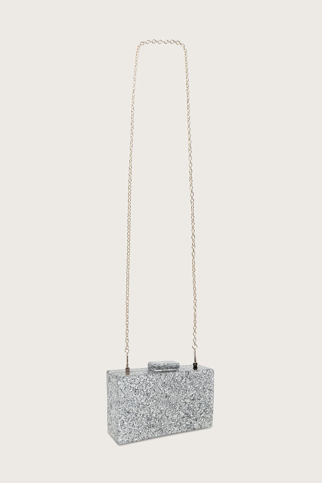 HANA Textured Box Clutch Bag in Silver