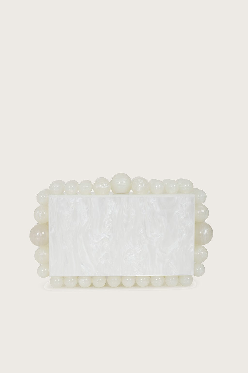 TIA Marbled Faux Pearl Box Clutch Bag in White