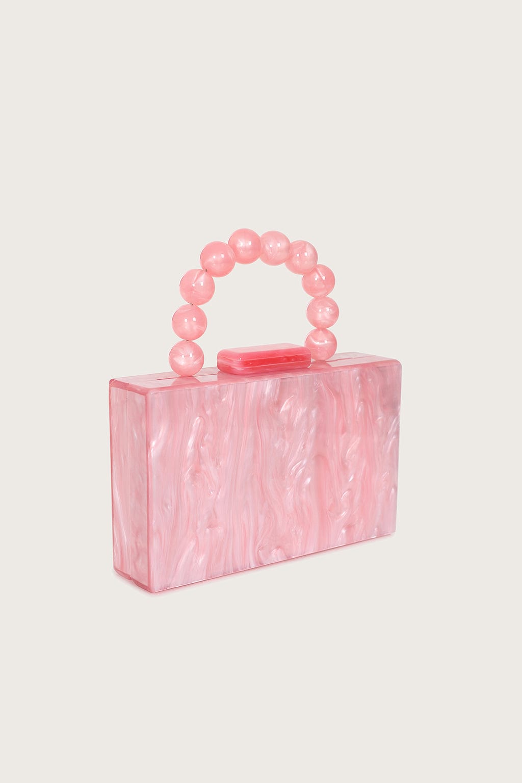 REYA Bead Handle Marbled Box Clutch Bag in Pink