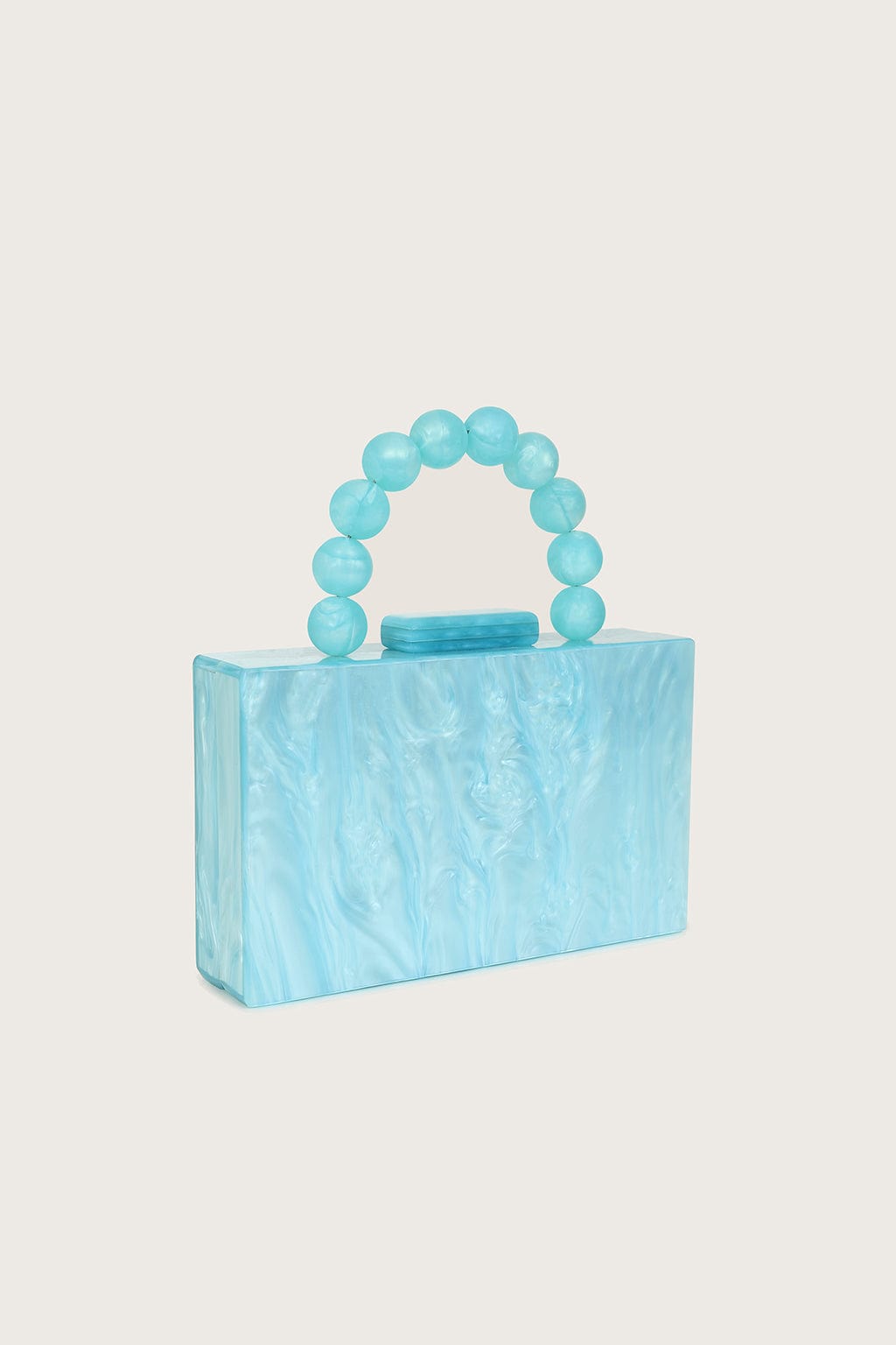 REYA Bead Handle Marbled Box Clutch Bag in Blue