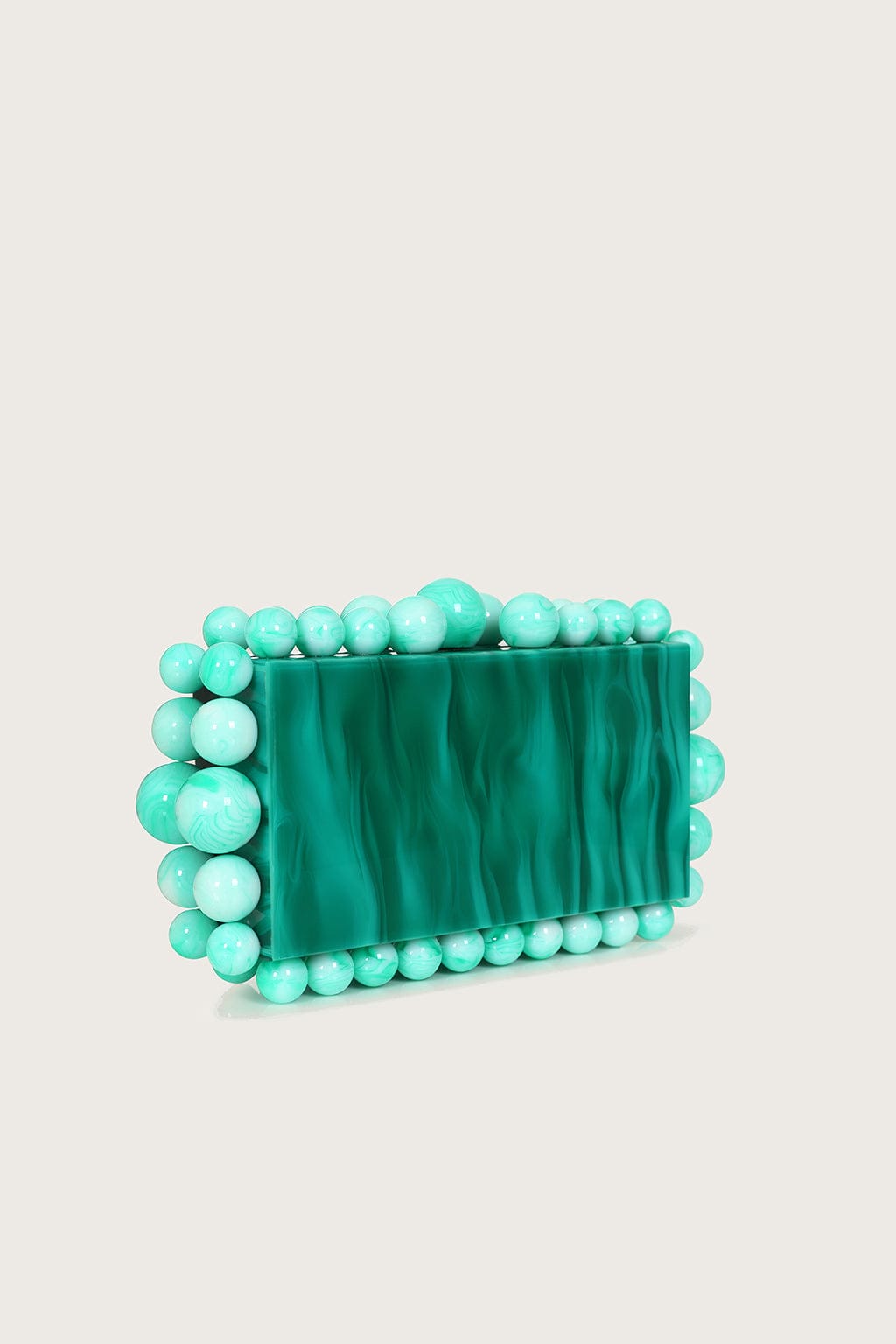 TIA Marbled Faux Pearl Box Clutch Bag in Green