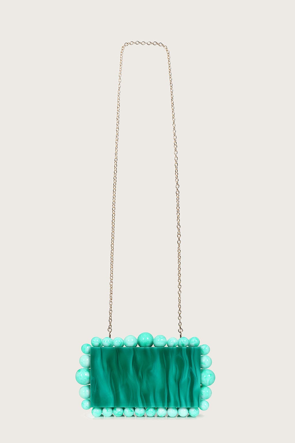 TIA Marbled Faux Pearl Box Clutch Bag in Green