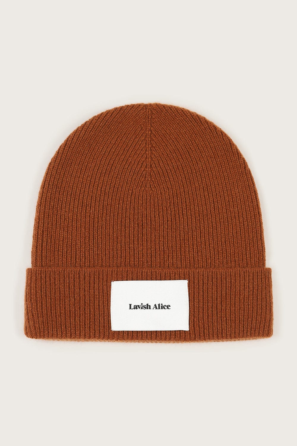 EZRA Knitted Cashmere Blend Beanie in Camel