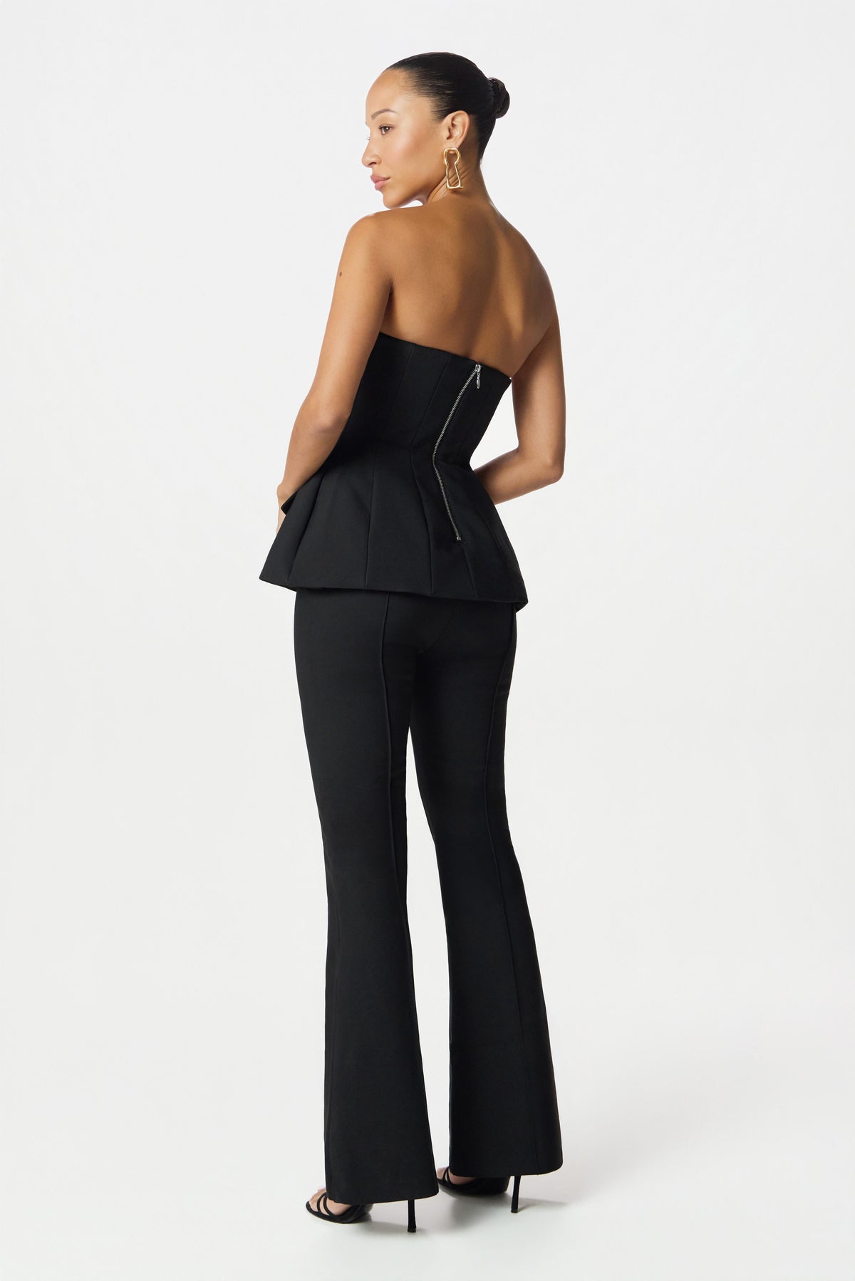 AMY Bandeau Flared Jumpsuit in Black