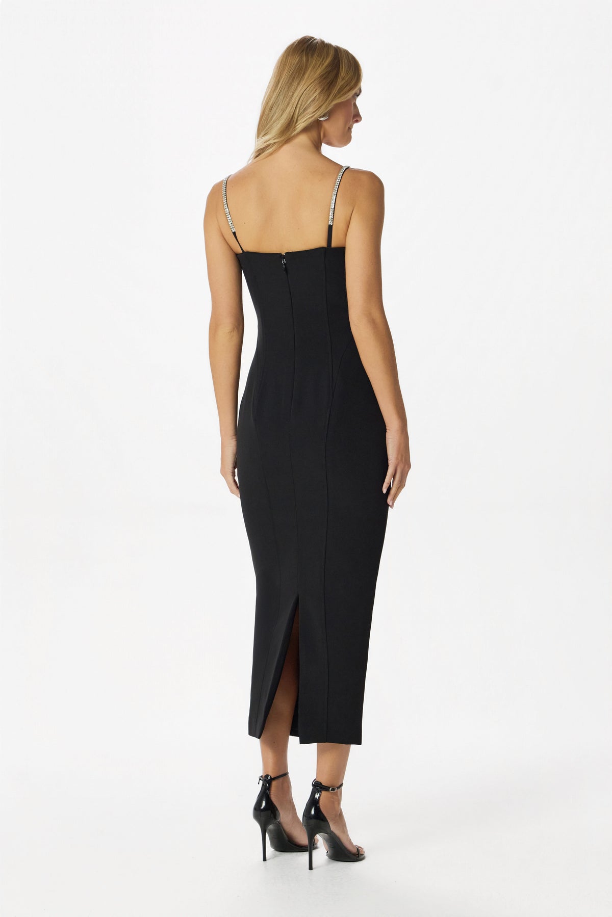 DAISY Embellished Midi Dress in Black