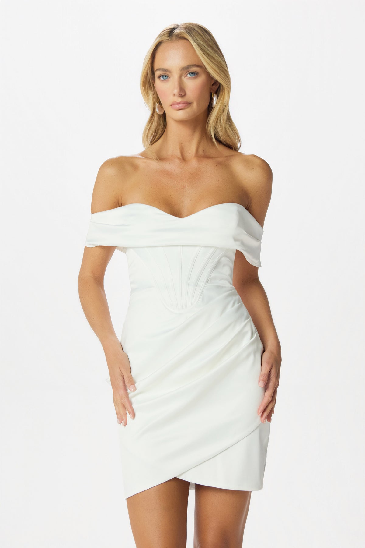 GEORGIE Satin Mini Dress in White