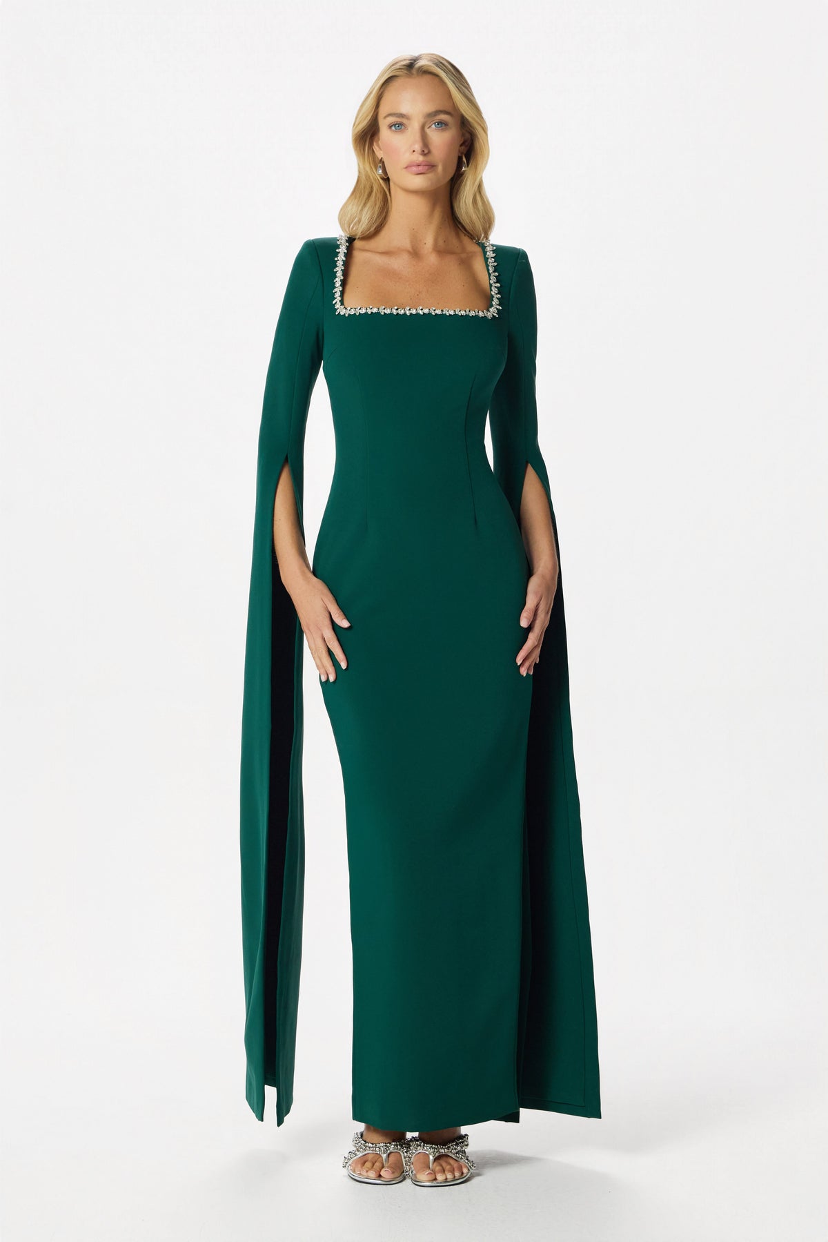 GRACE Embellished Maxi Dress in Emerald