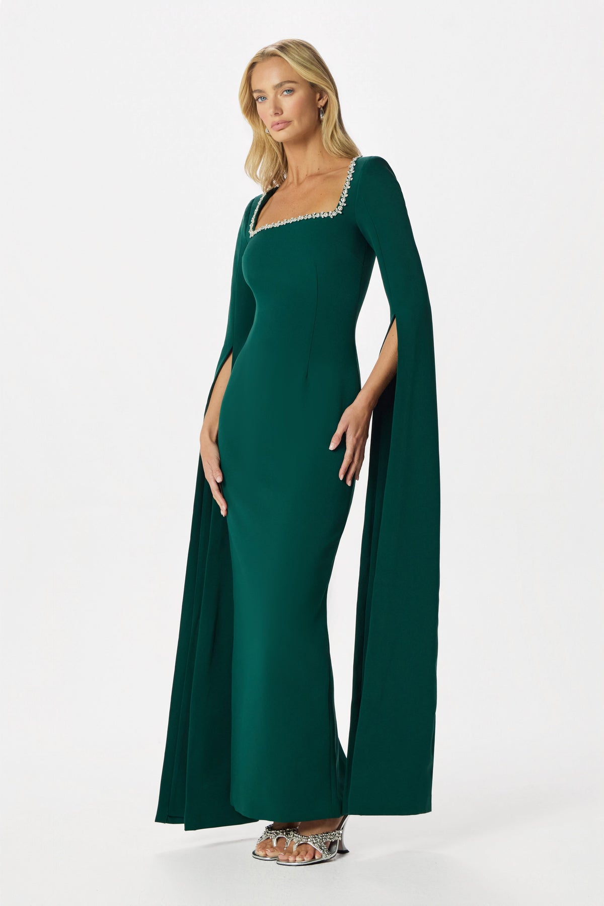 GRACE Embellished Maxi Dress in Emerald
