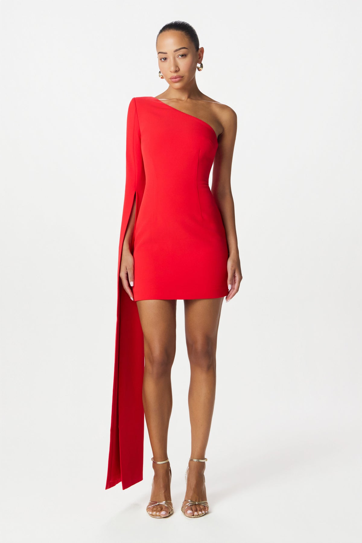 KATIE Asymmetric Mini Dress in Red