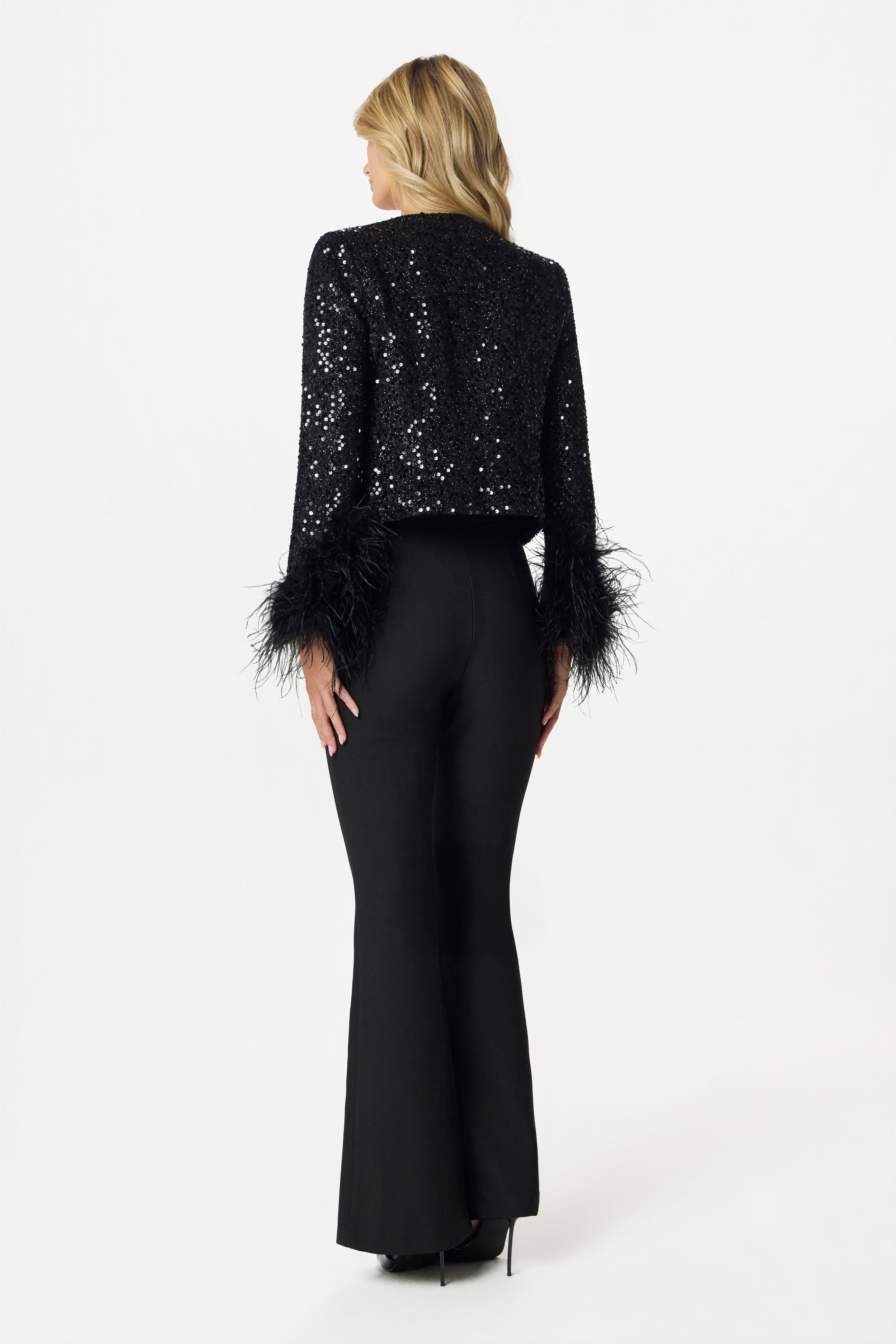 LARIA Boucle Feather Blazer in Black