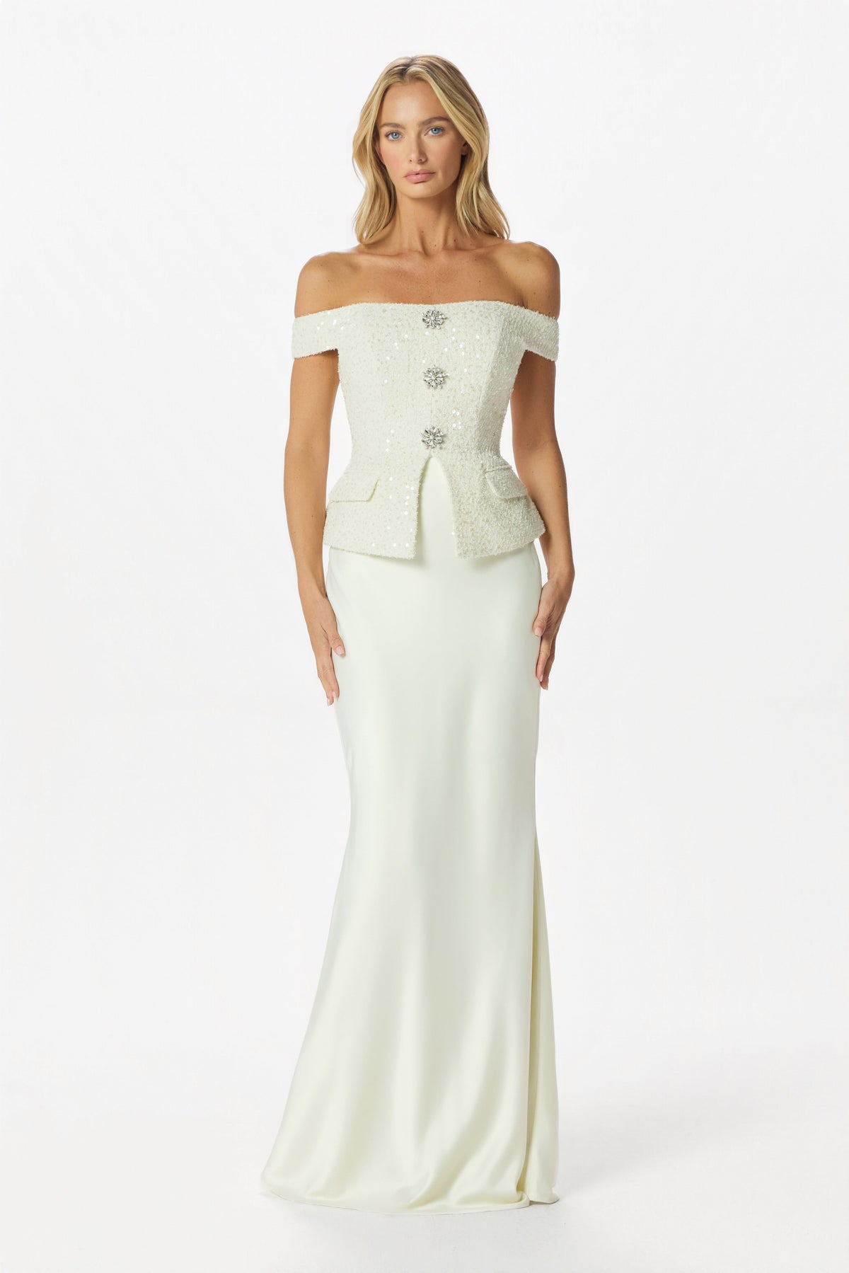 LENA Satin Maxi Skirt in Champagne