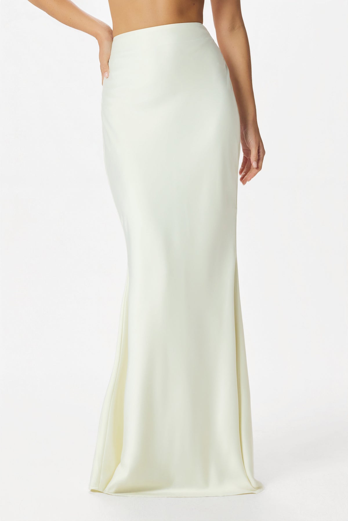 LENA Satin Maxi Skirt in Champagne