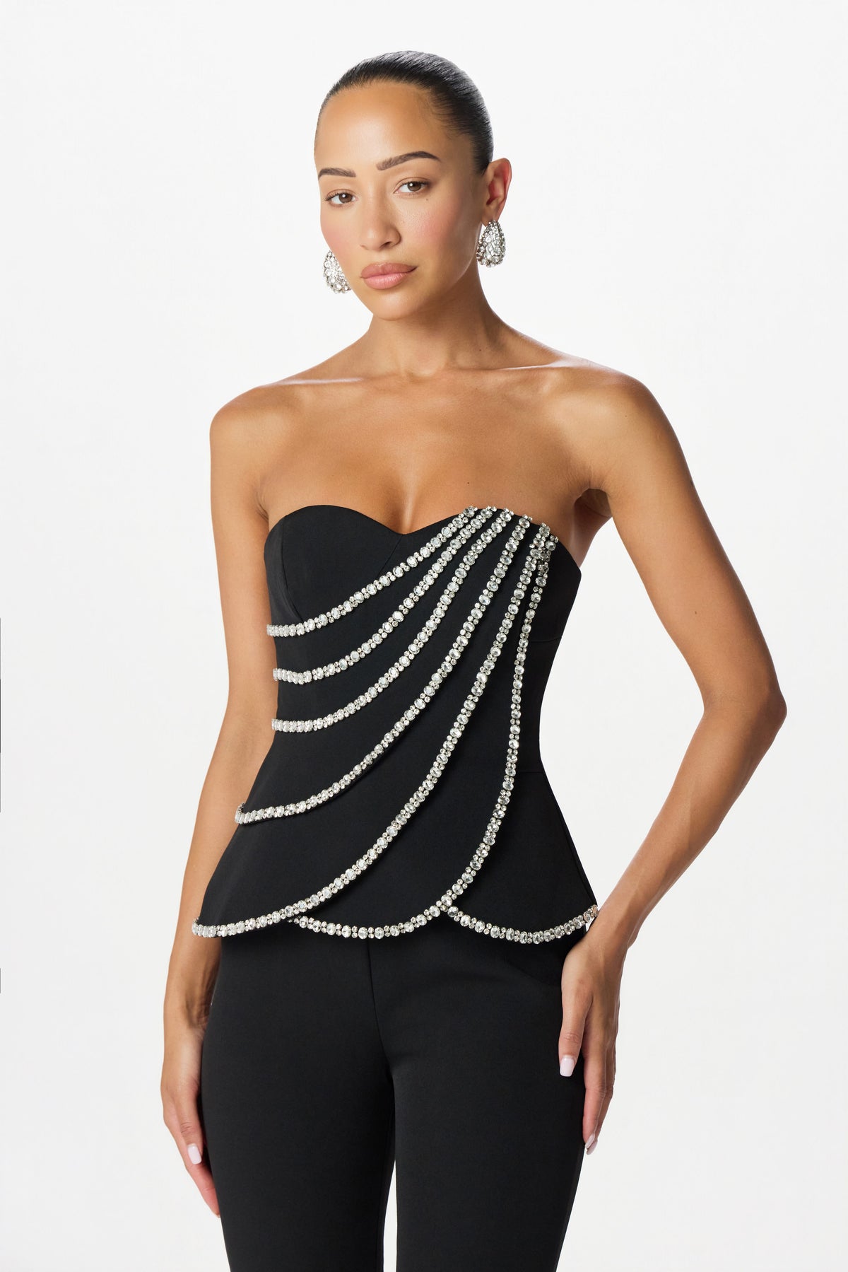 LEONORA Embellished Jumpsuit in Black