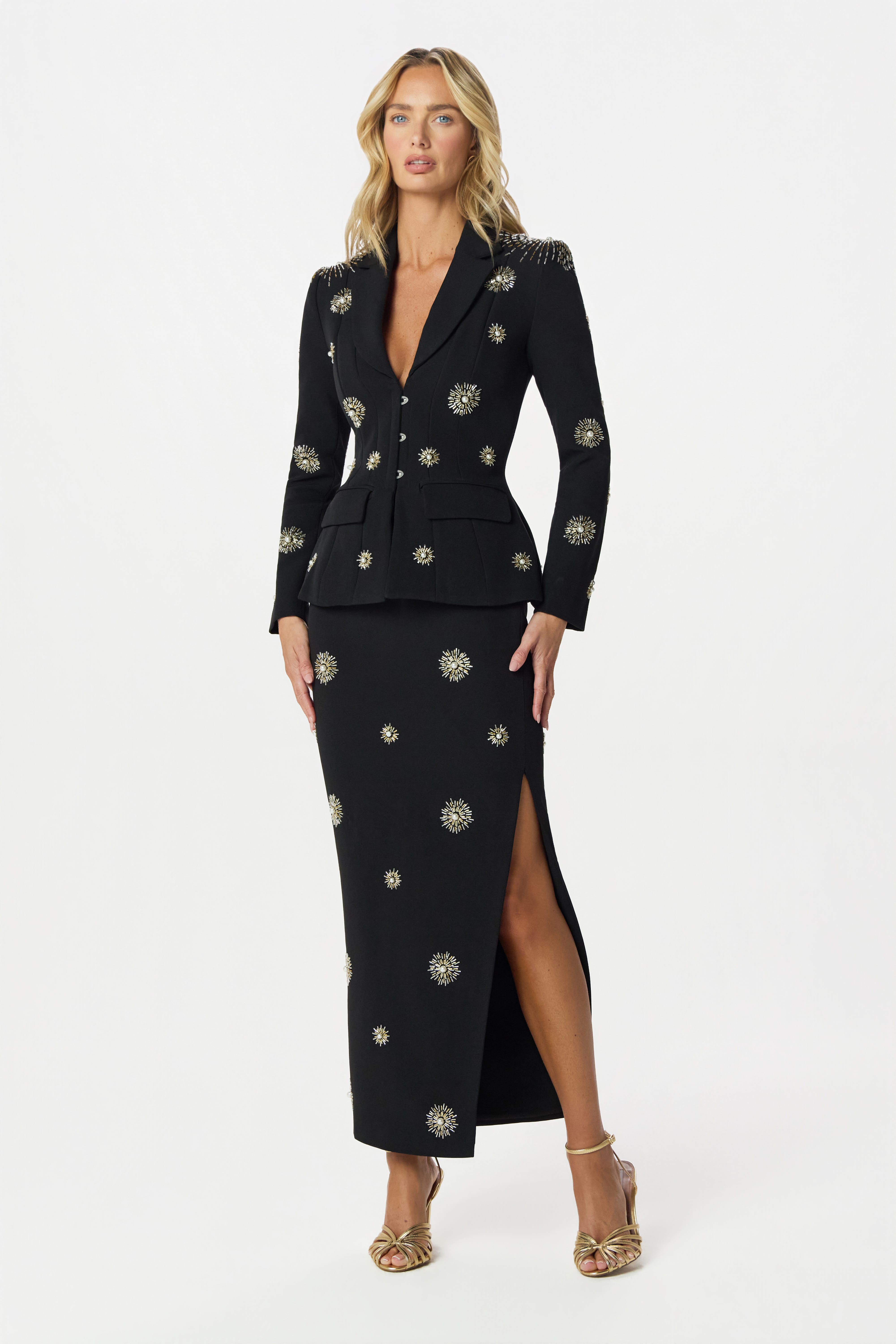 MARCELLA Embellished Maxi Skirt in Black