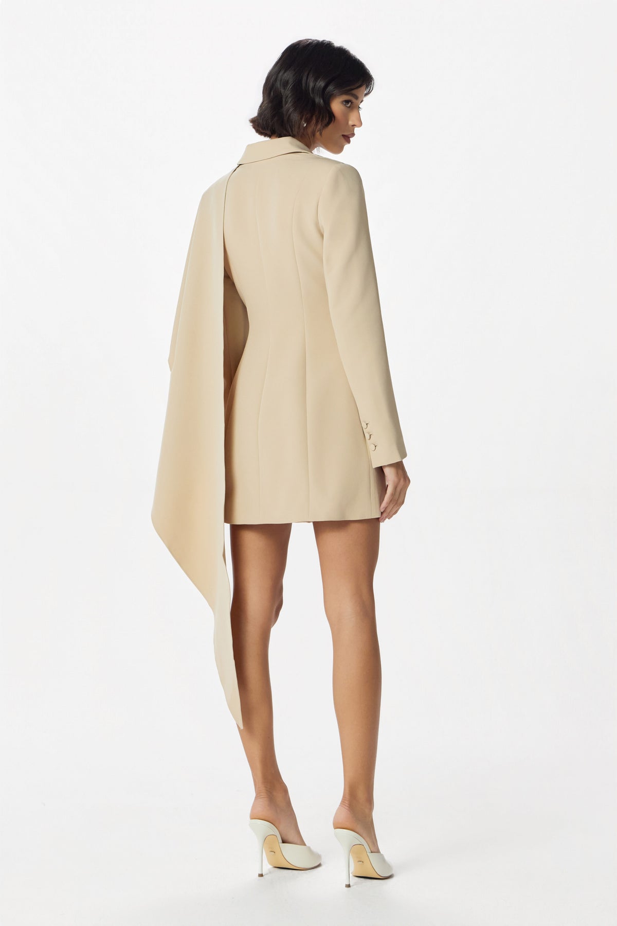 MIREILLE Scarf Blazer Dress in Beige