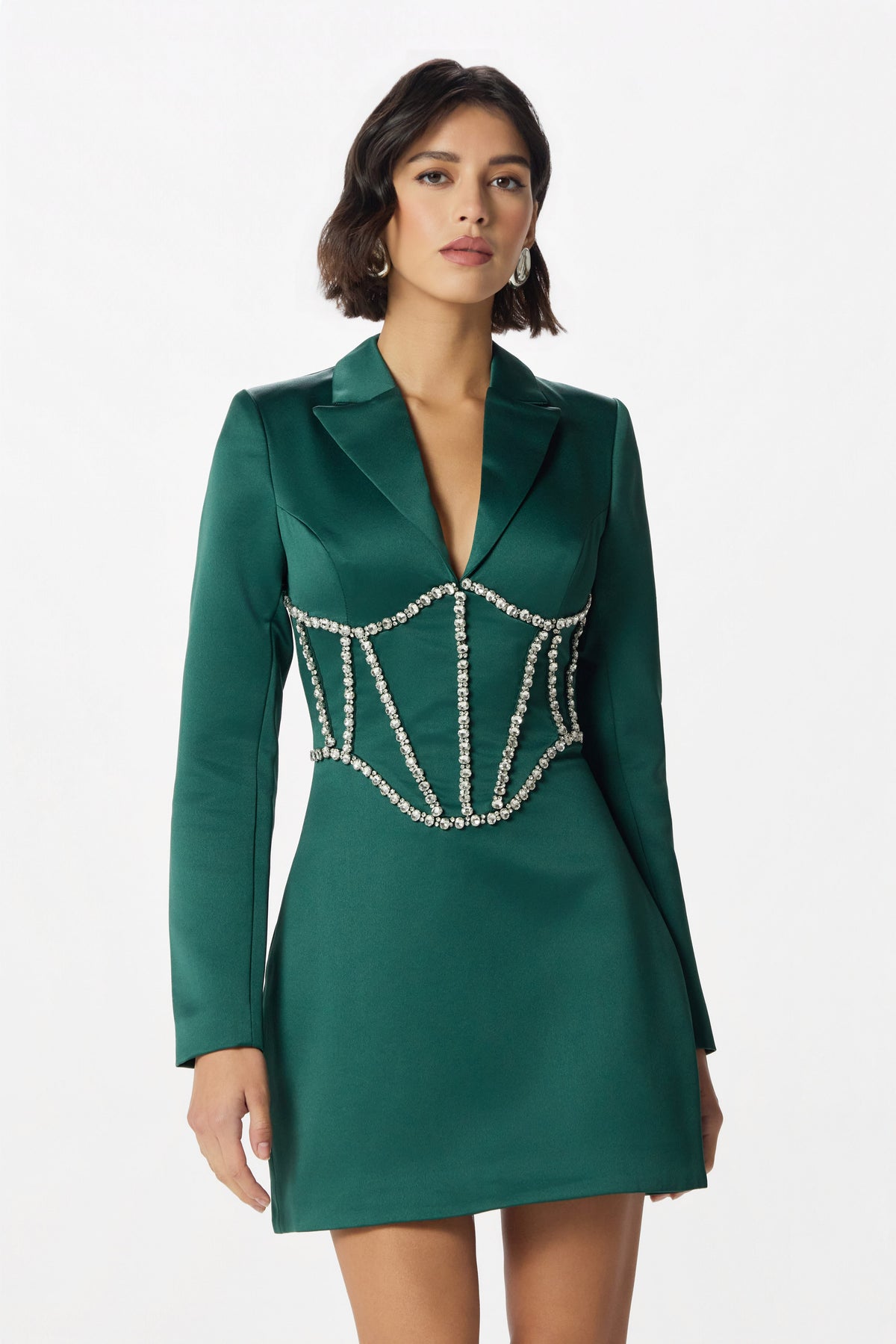 NOELIA Embellished Corset Dress In Emerald