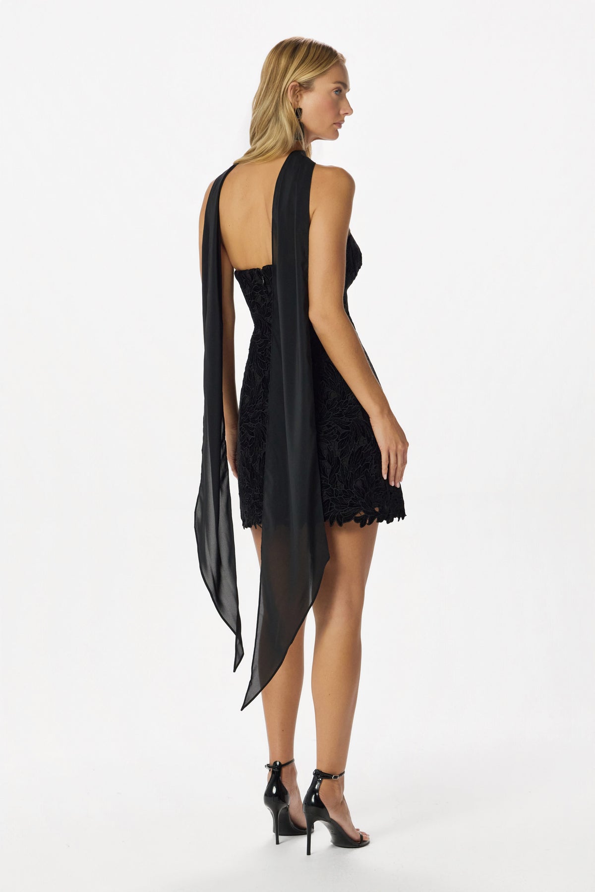 PALOMA Velvet Lace Mini Dress in Black