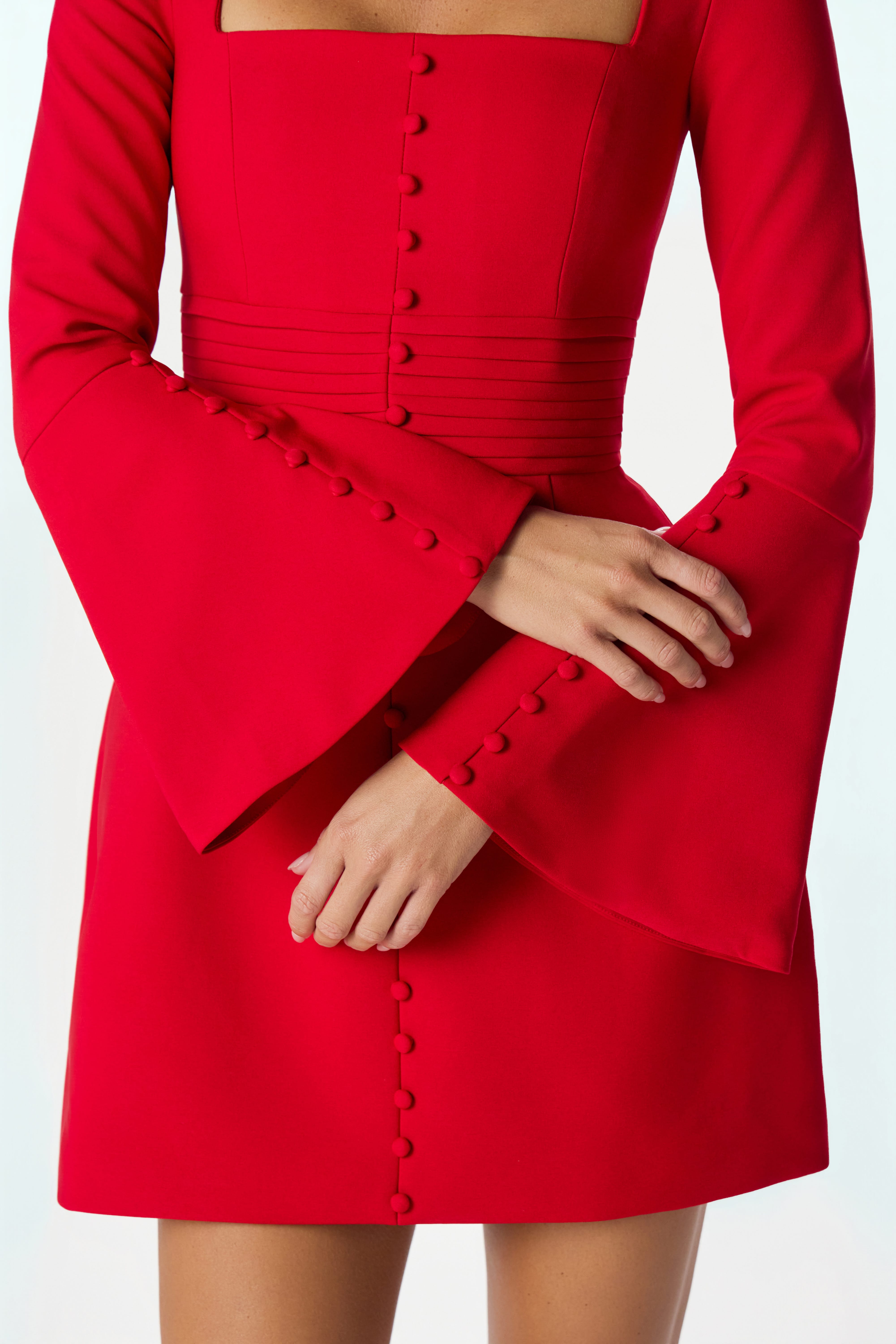 ROMY Square Neck Mini Dress in Red