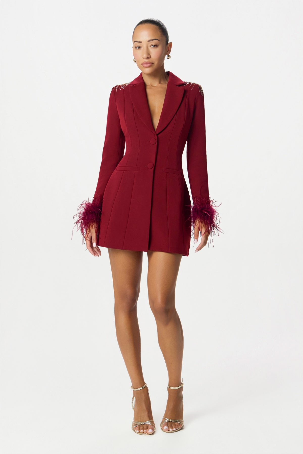 burgundy sequin blazer dress SABRINA Embellished in Dry clean only Package