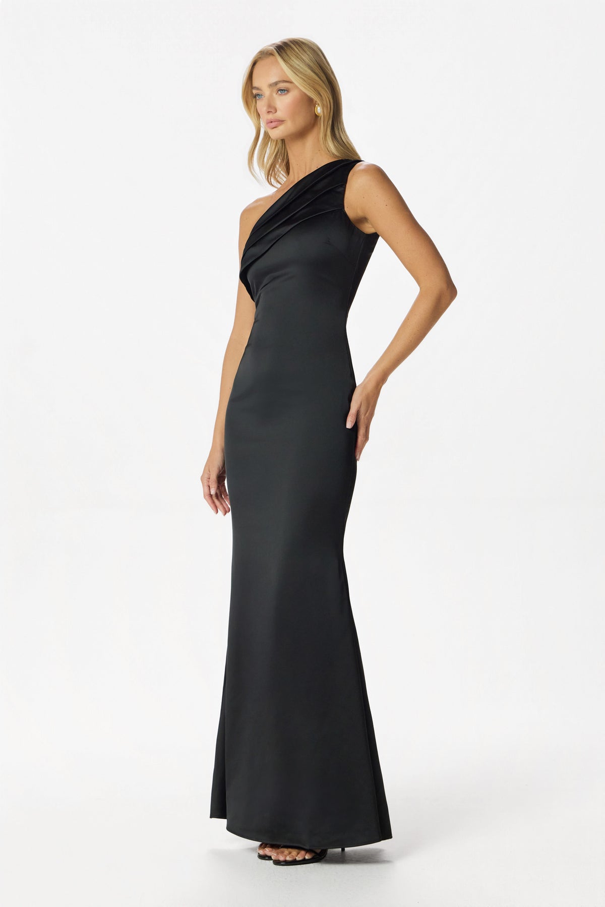 SADIE Satin Maxi Dress in Black