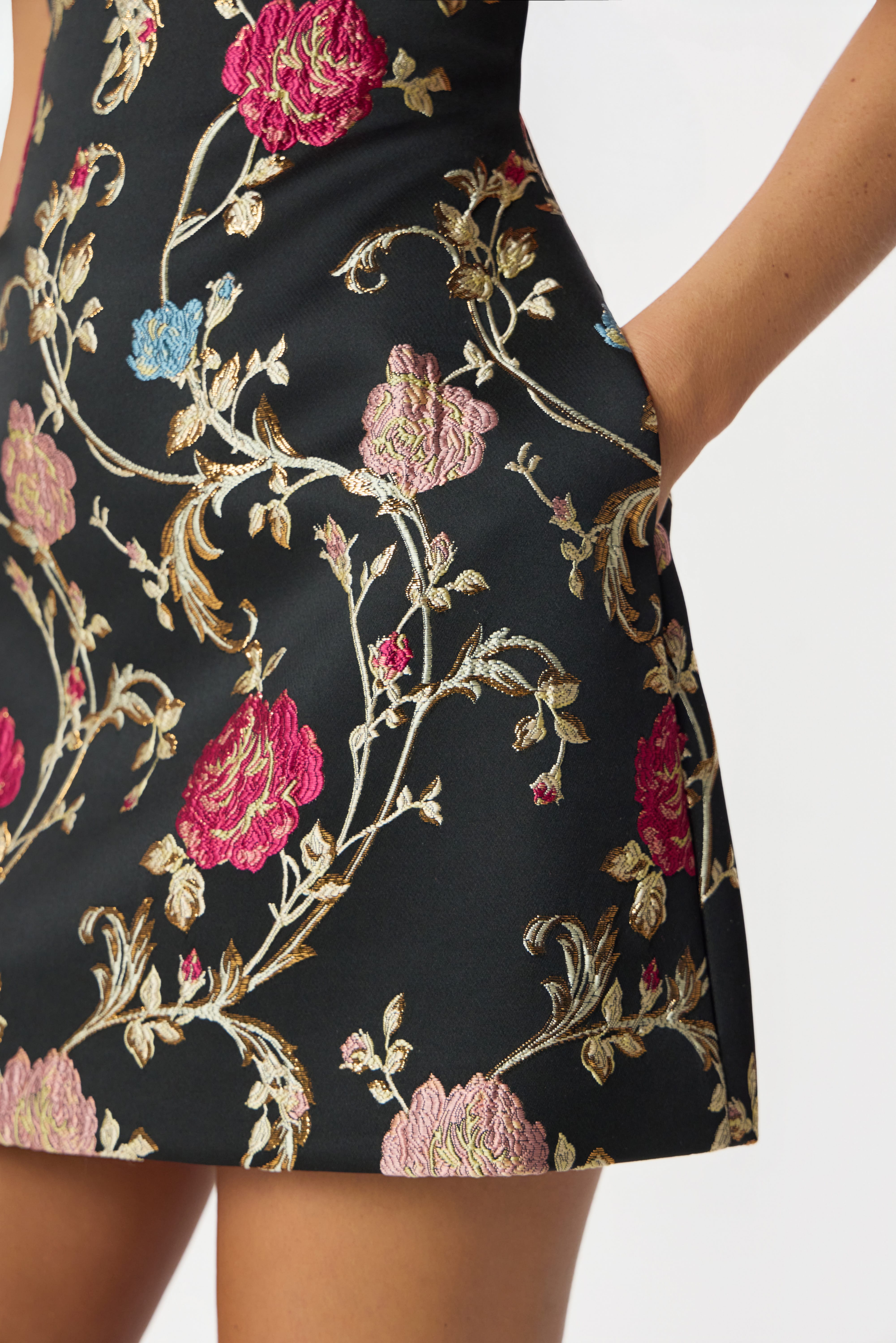 VIOLETTA Jacquard Mini Dress in Black