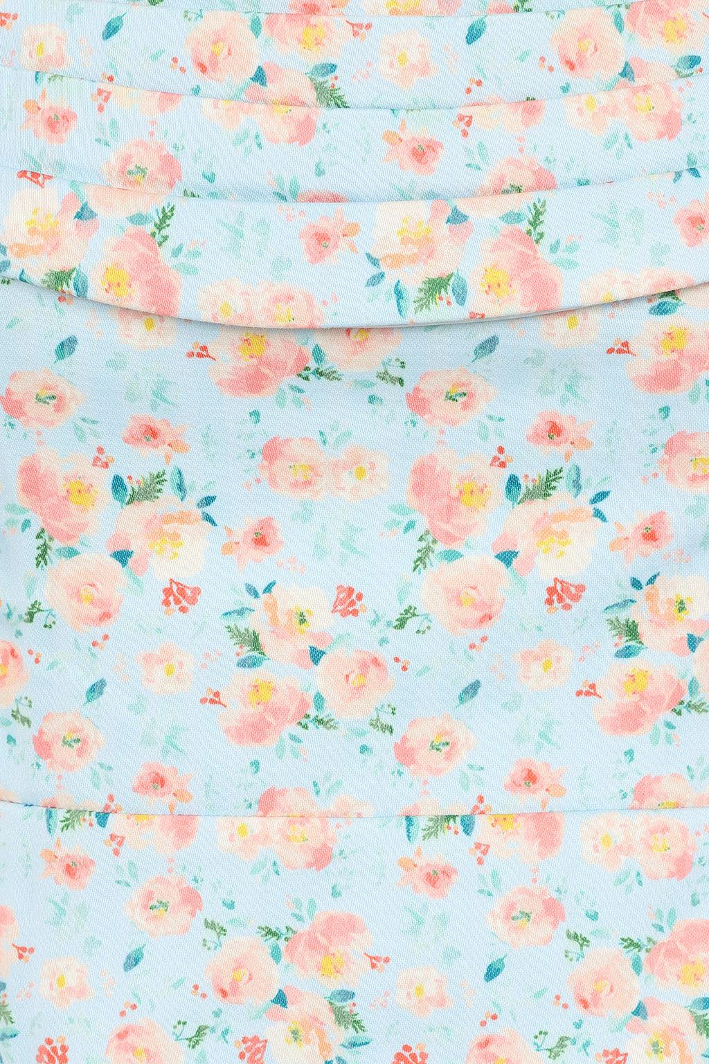 LEILANI Cowl Bandeau Midi Dress In Blue Floral - Lavish Alice