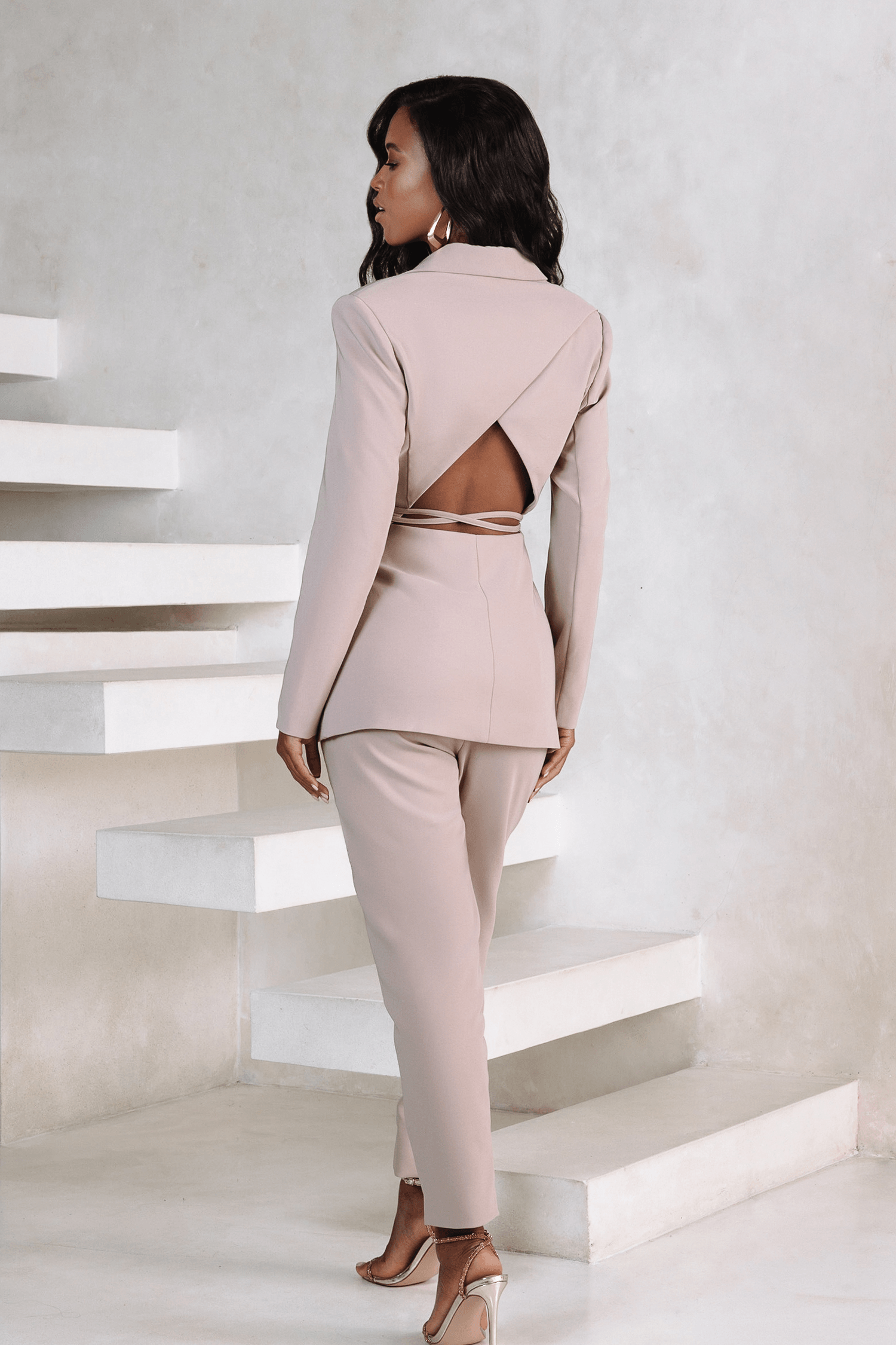 PEYTON High Waist Tapered Trouser In Champagne - Lavish Alice