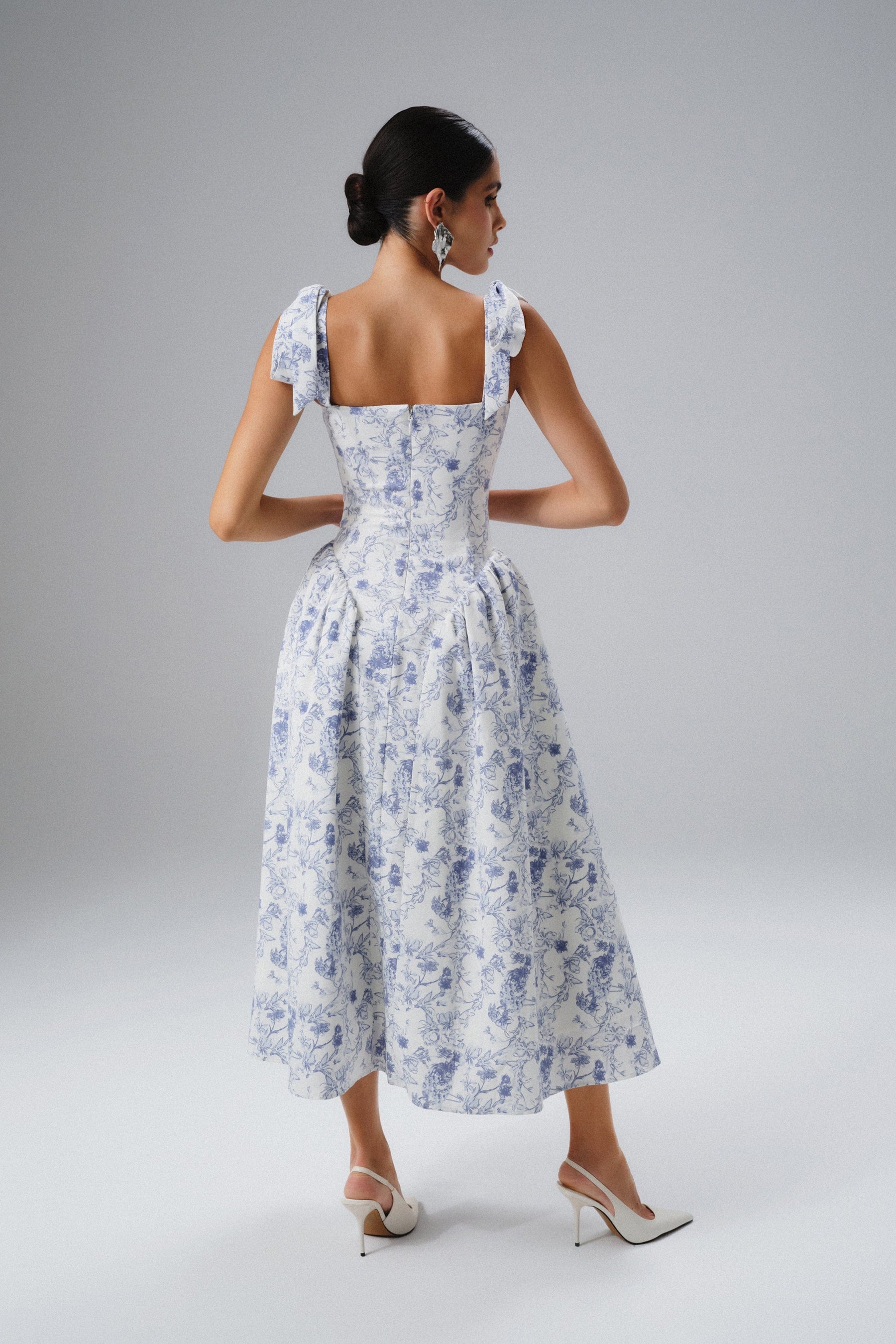 Corset Top Floral Sundress in Blue