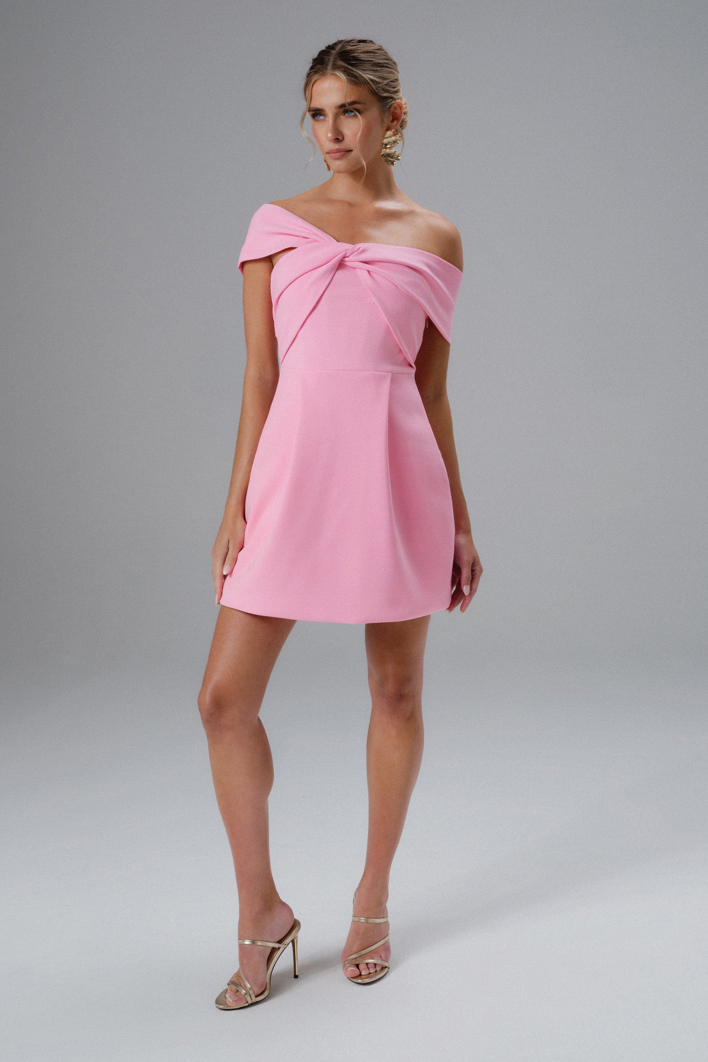 PRE-ORDER MILA Twisted One Shoulder Mini Dress in Pink