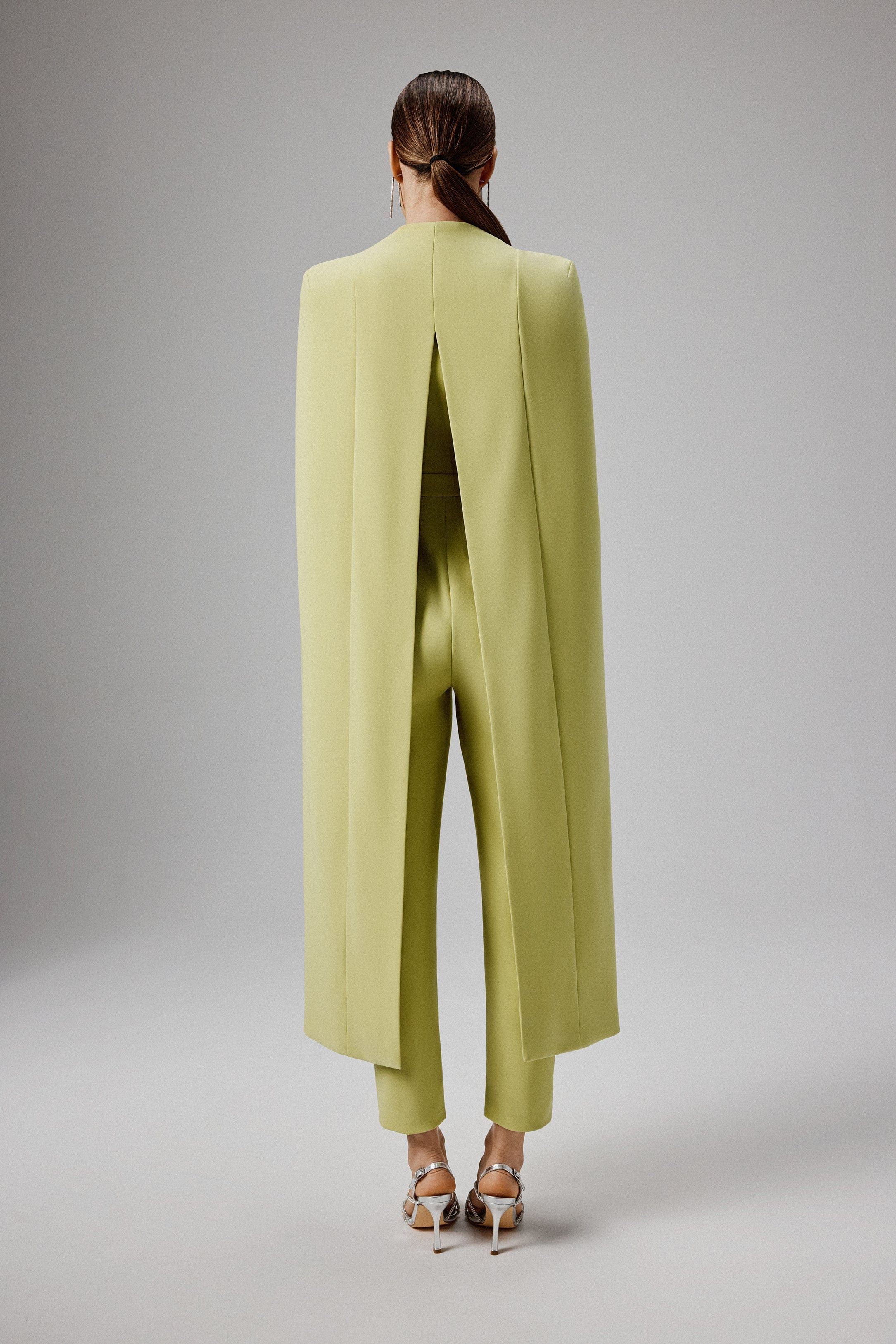 RAYNA Cape Style Tailored Jumpsuit in Lime Green