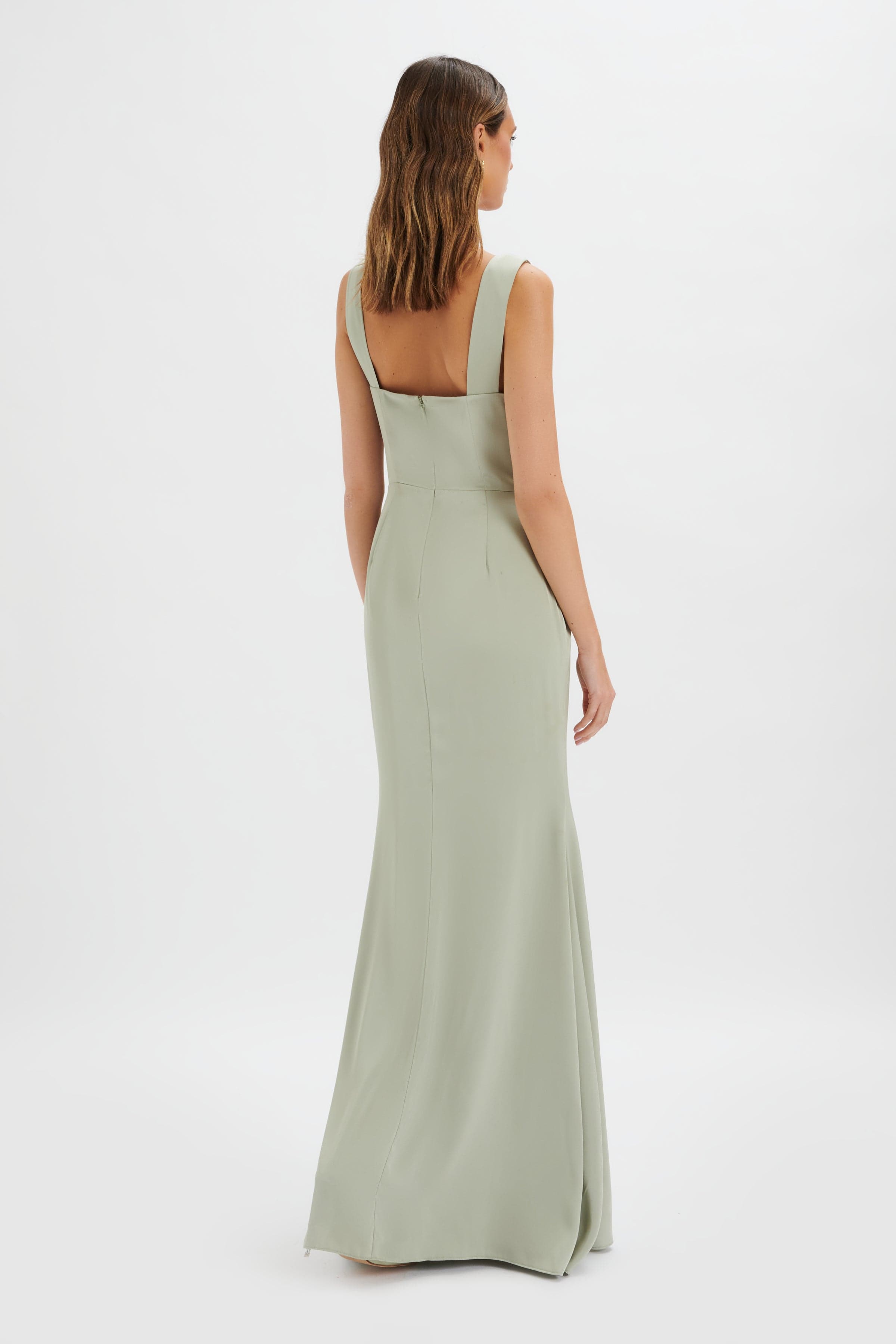 ELLE Draped Wrap Satin Maxi Dress in Sage Green