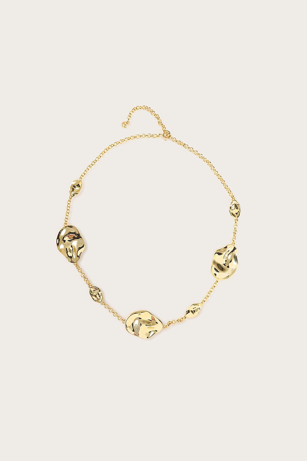 KARIA Hammered Effect Oval Charm Gold Necklace