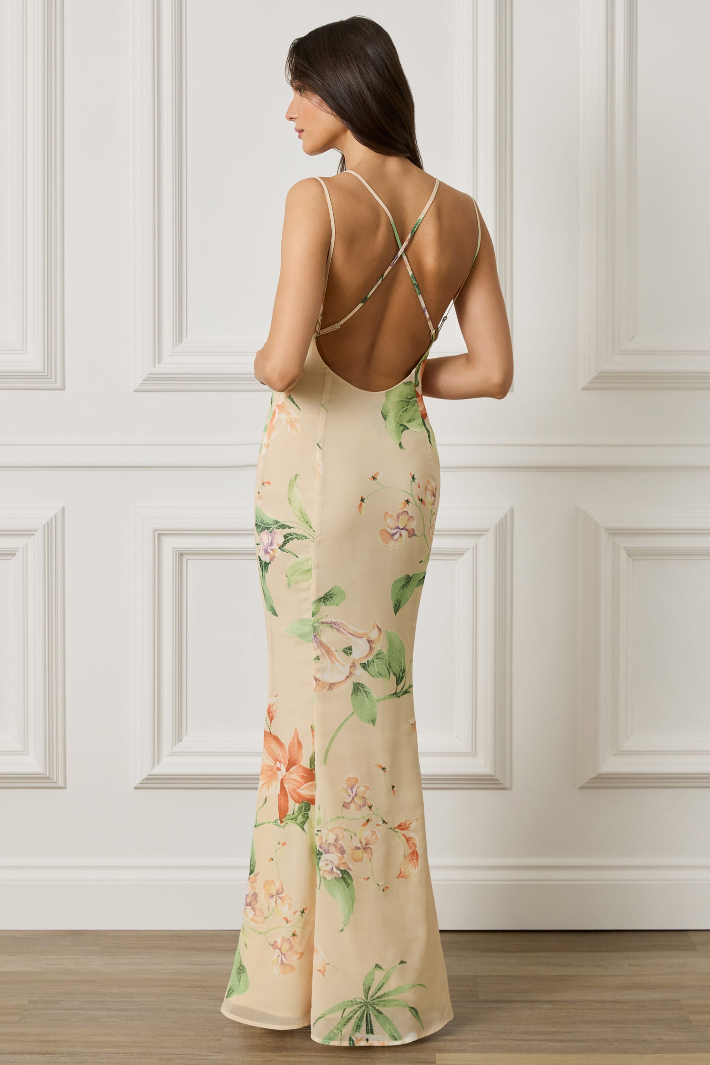amalie maxi dress AMALIE Cowl Neck Maxi Dress in Oversized Floral Print