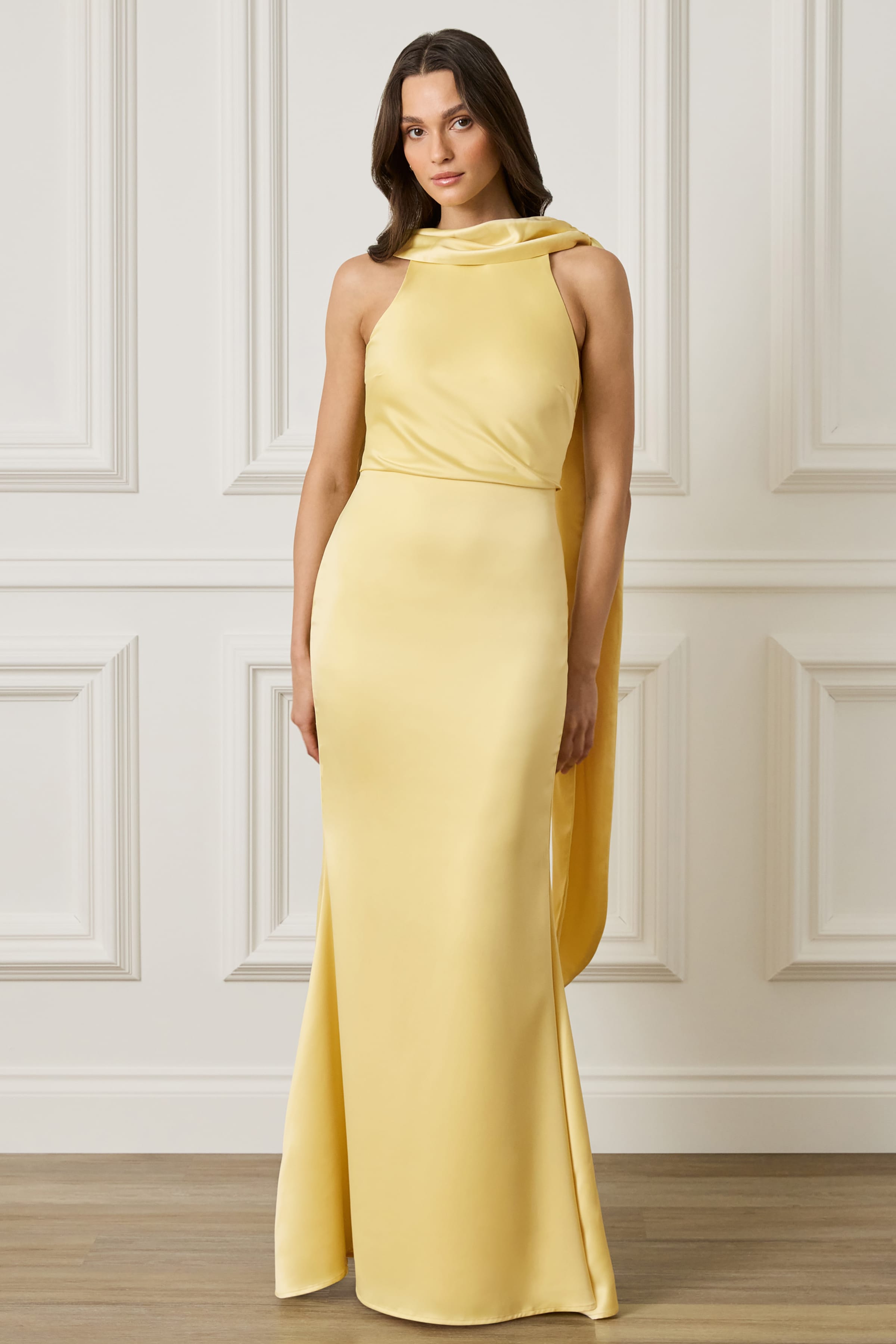 lavish alice maxi dress LIORA Scarf Detail Maxi Dress In Yellow