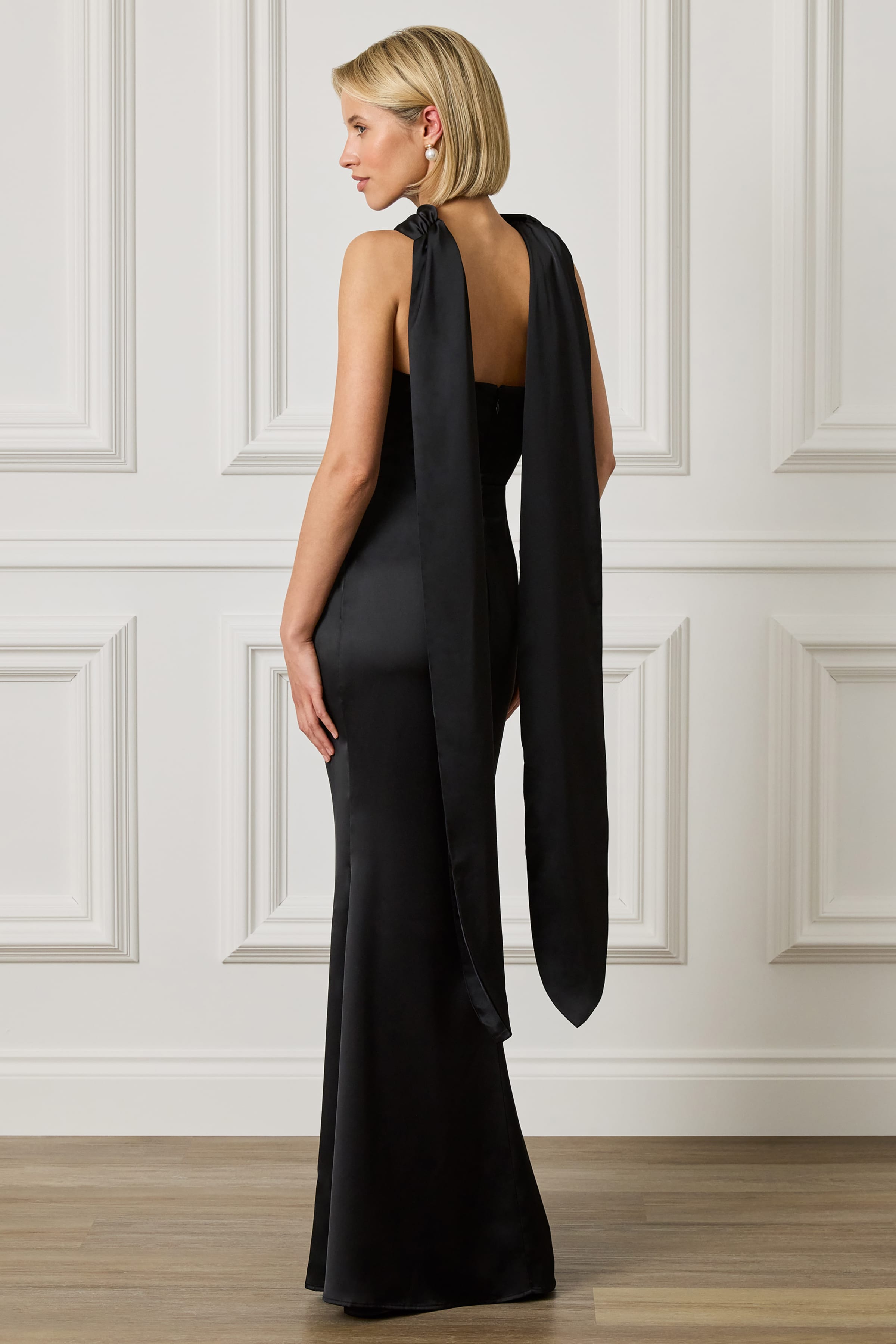 lavish alice maxi dress LIORA Scarf Detail Maxi Dress In Black