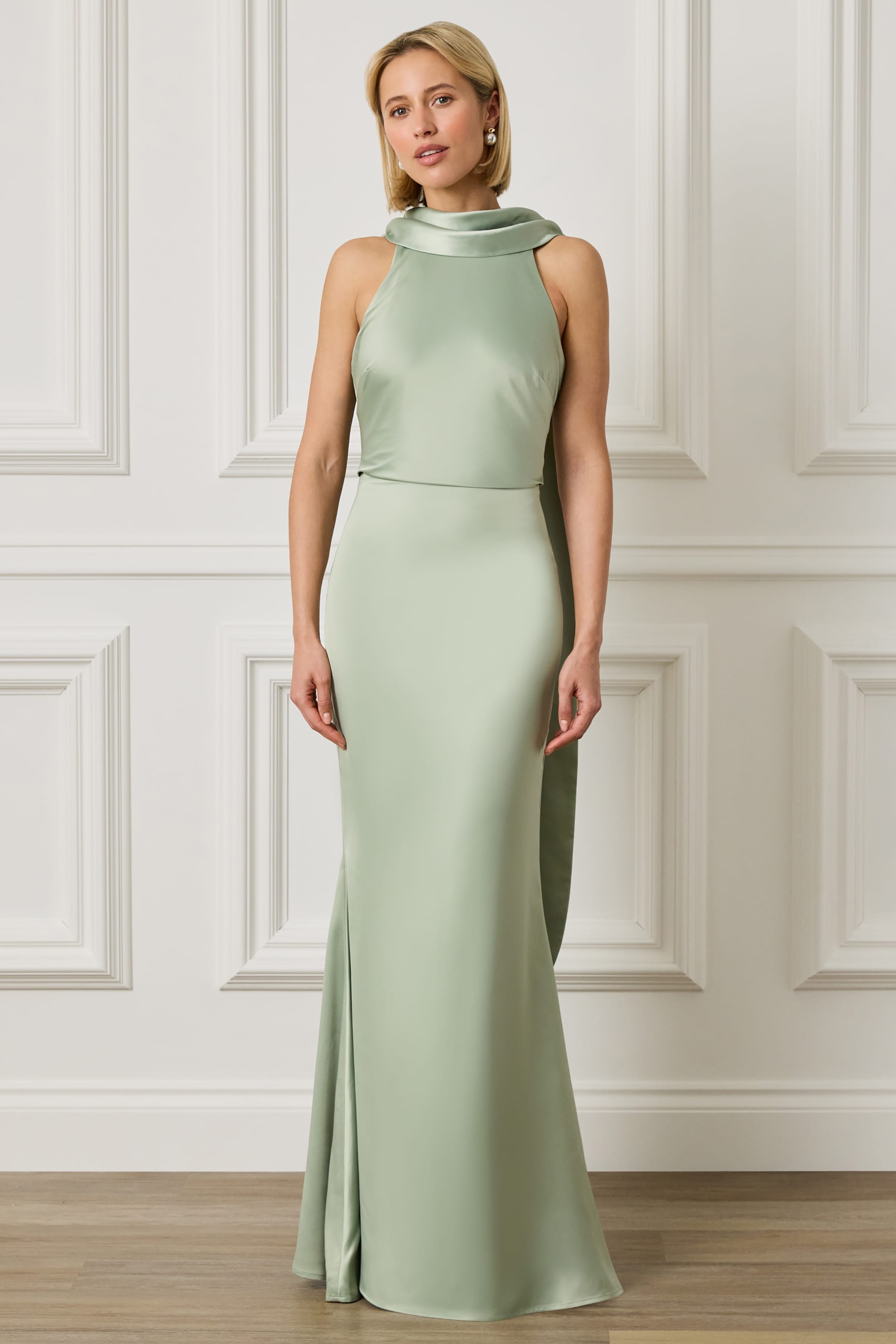 LIORA Scarf Detail Maxi Dress In Sage Green LIORA Scarf Detail Maxi Dress In Sage Green