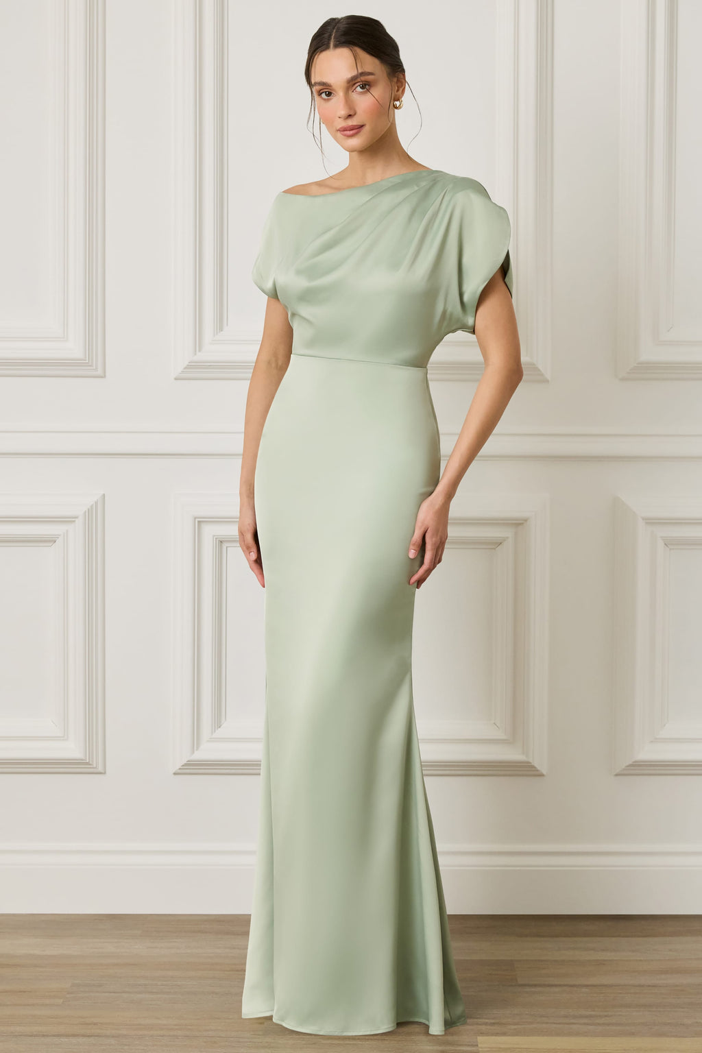 TRINITY Satin Maxi Dress Sage