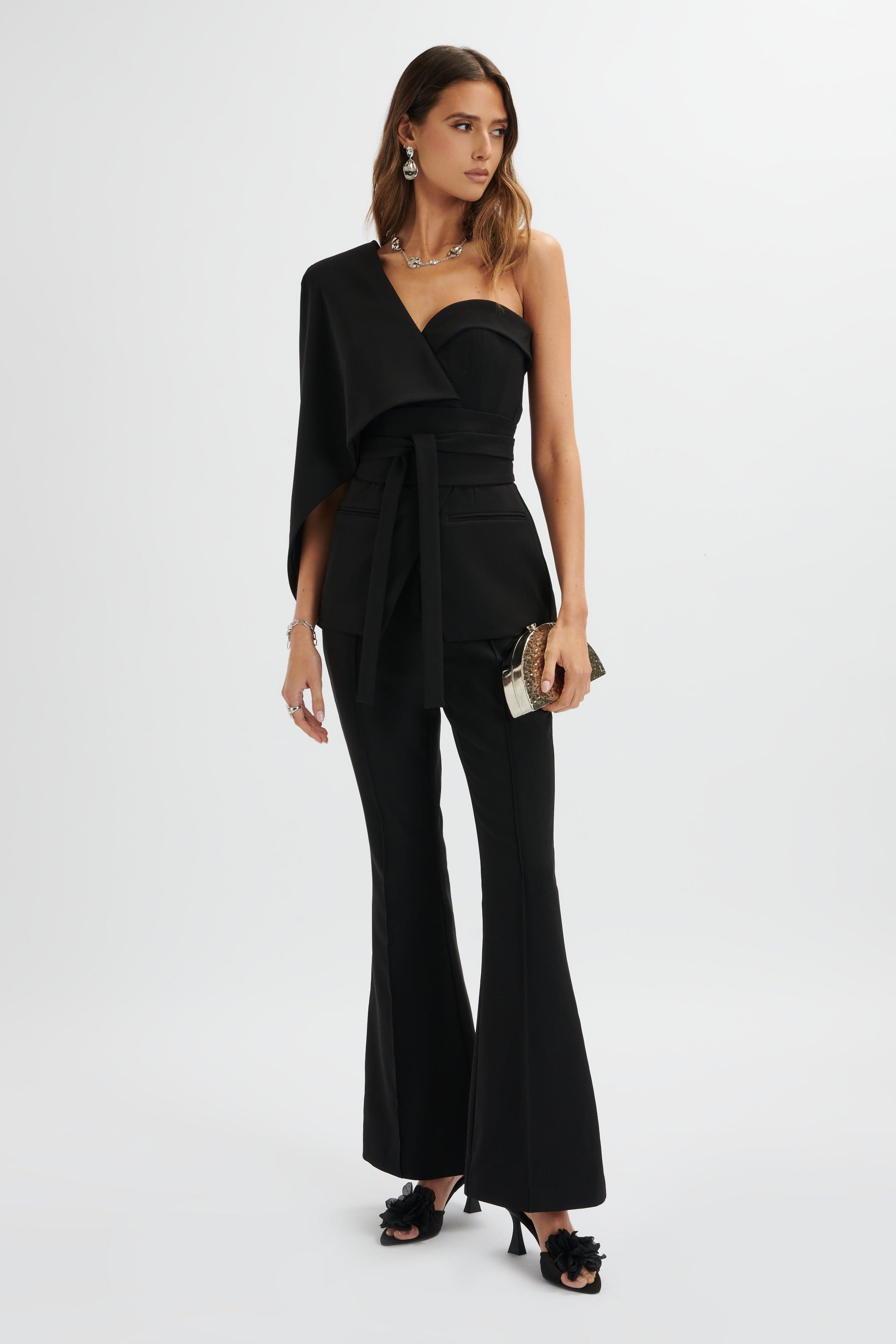 EMELIE Fit & Flare Tailored Trouser In Black