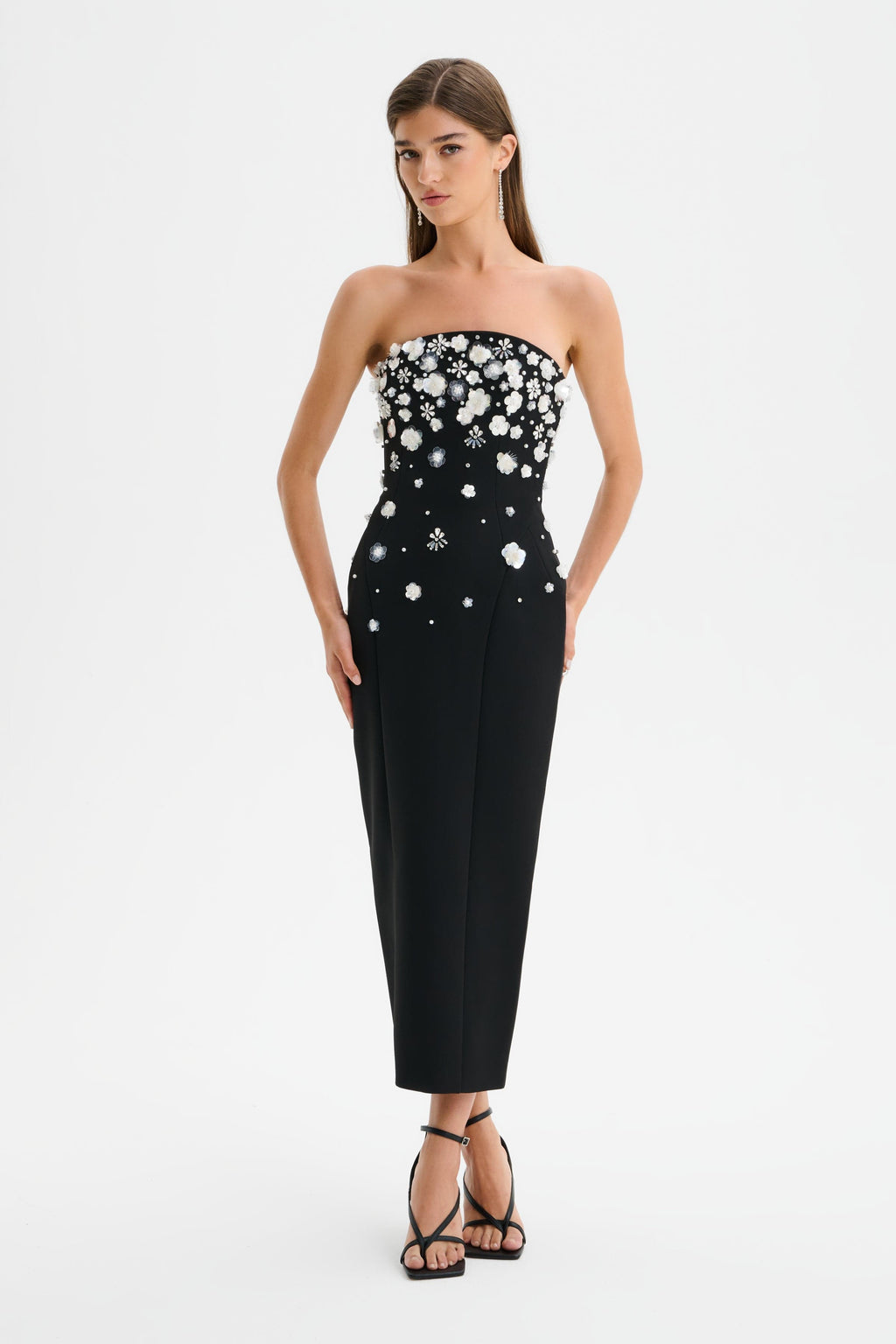 ANAIS Ombre Embellished Strapless Midi Dress