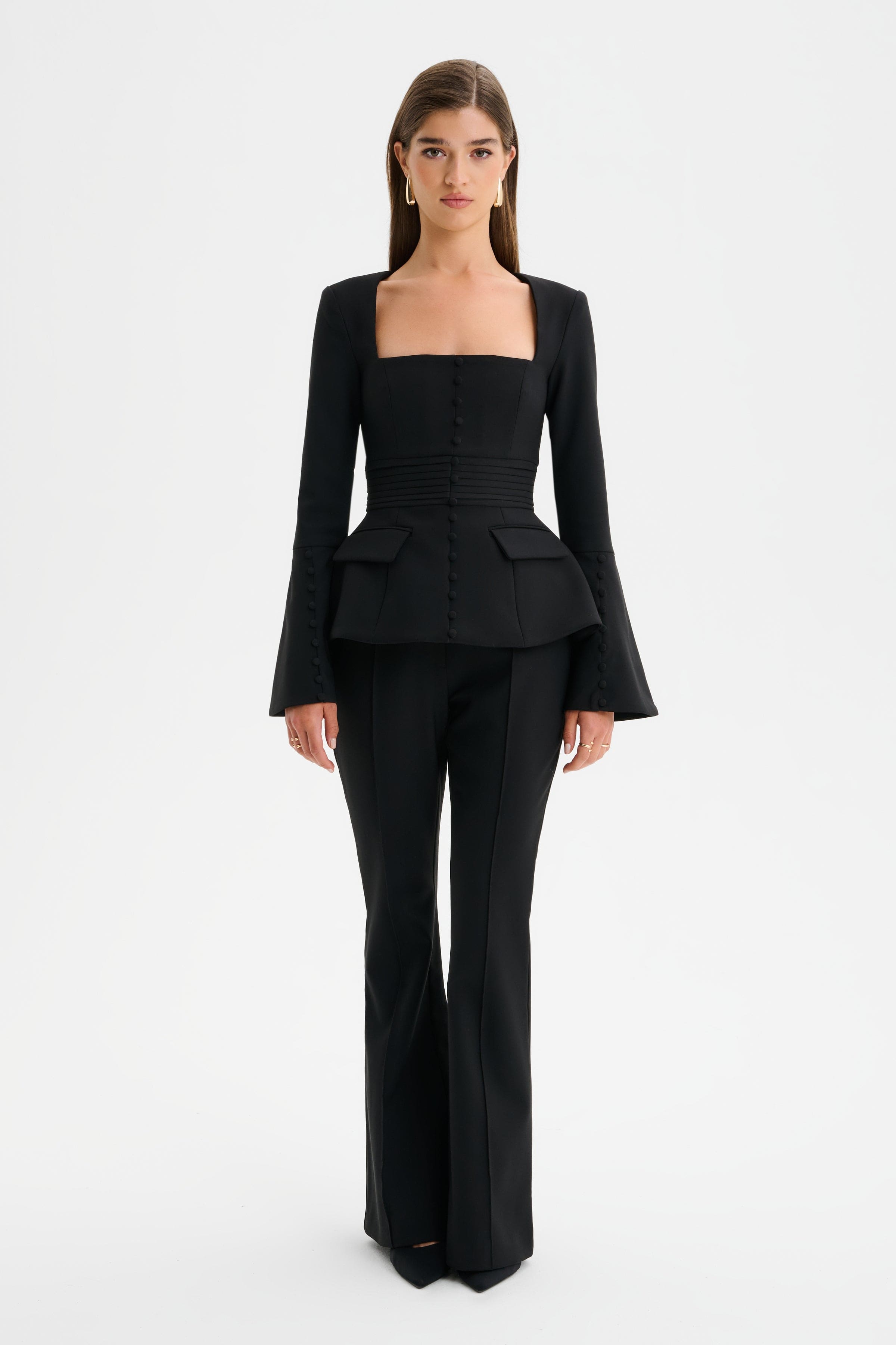 HARPER Square Neck Hourglass Blazer in Black
