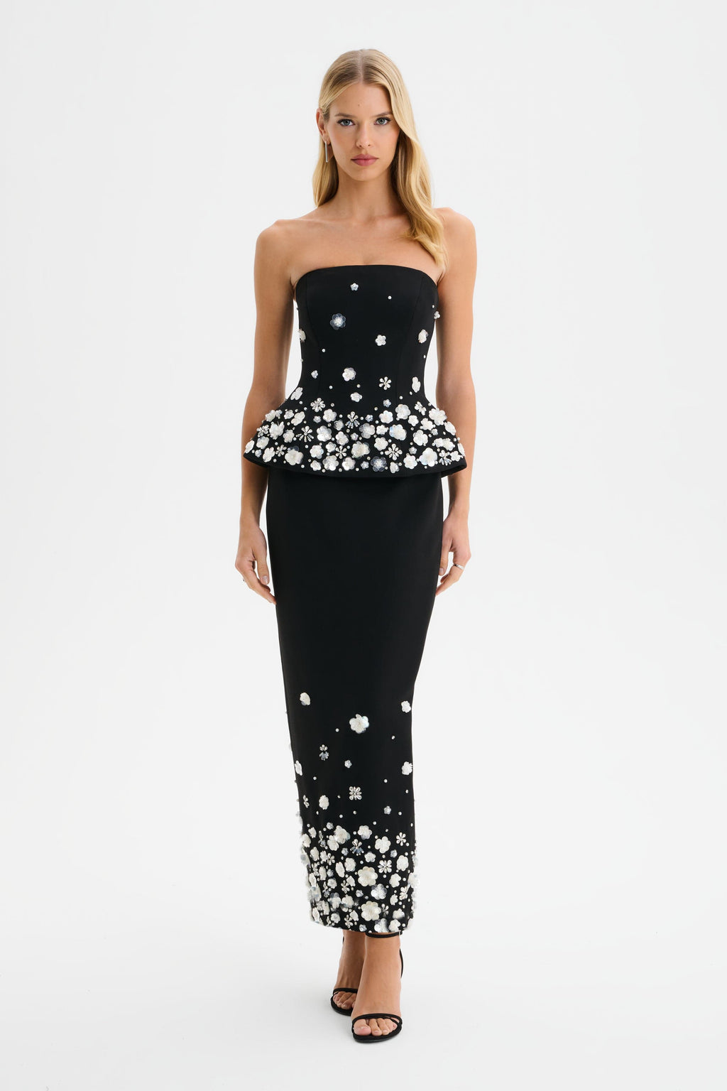 ELARA Ombre Embellished Maxi Skirt