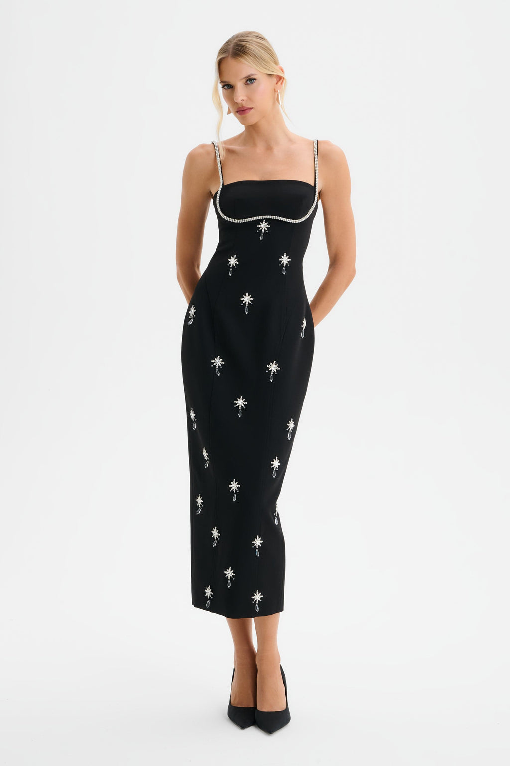 DAISY Hand Embellished Contour Tailored Midi Dress