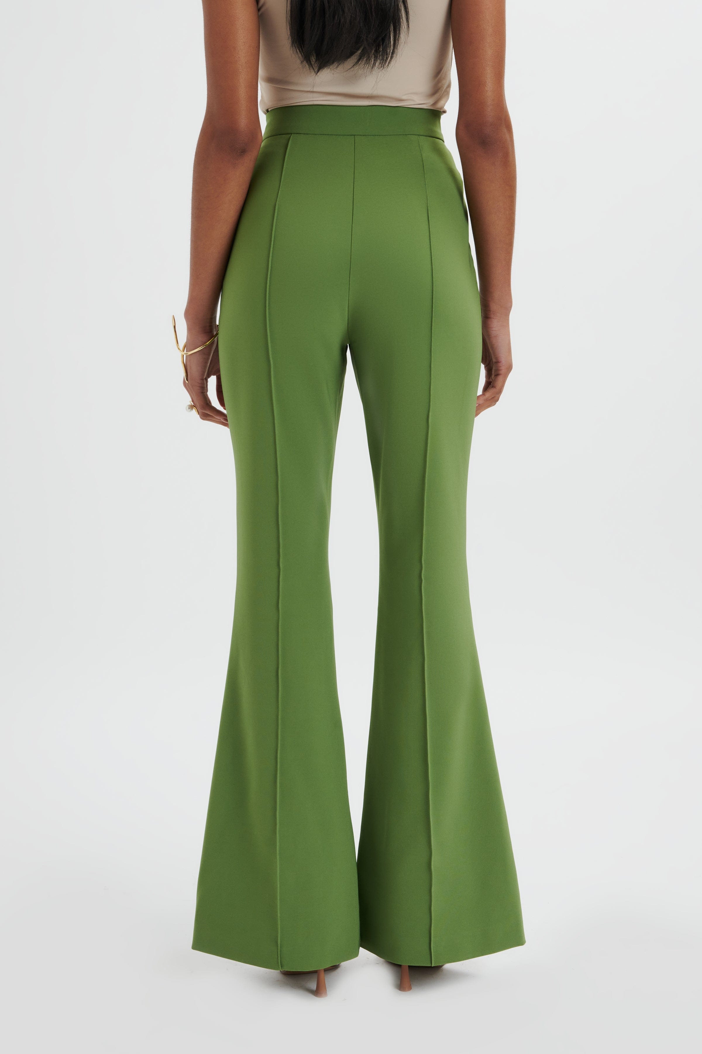 EMELIE Fit & Flare Tailored Trouser In Green